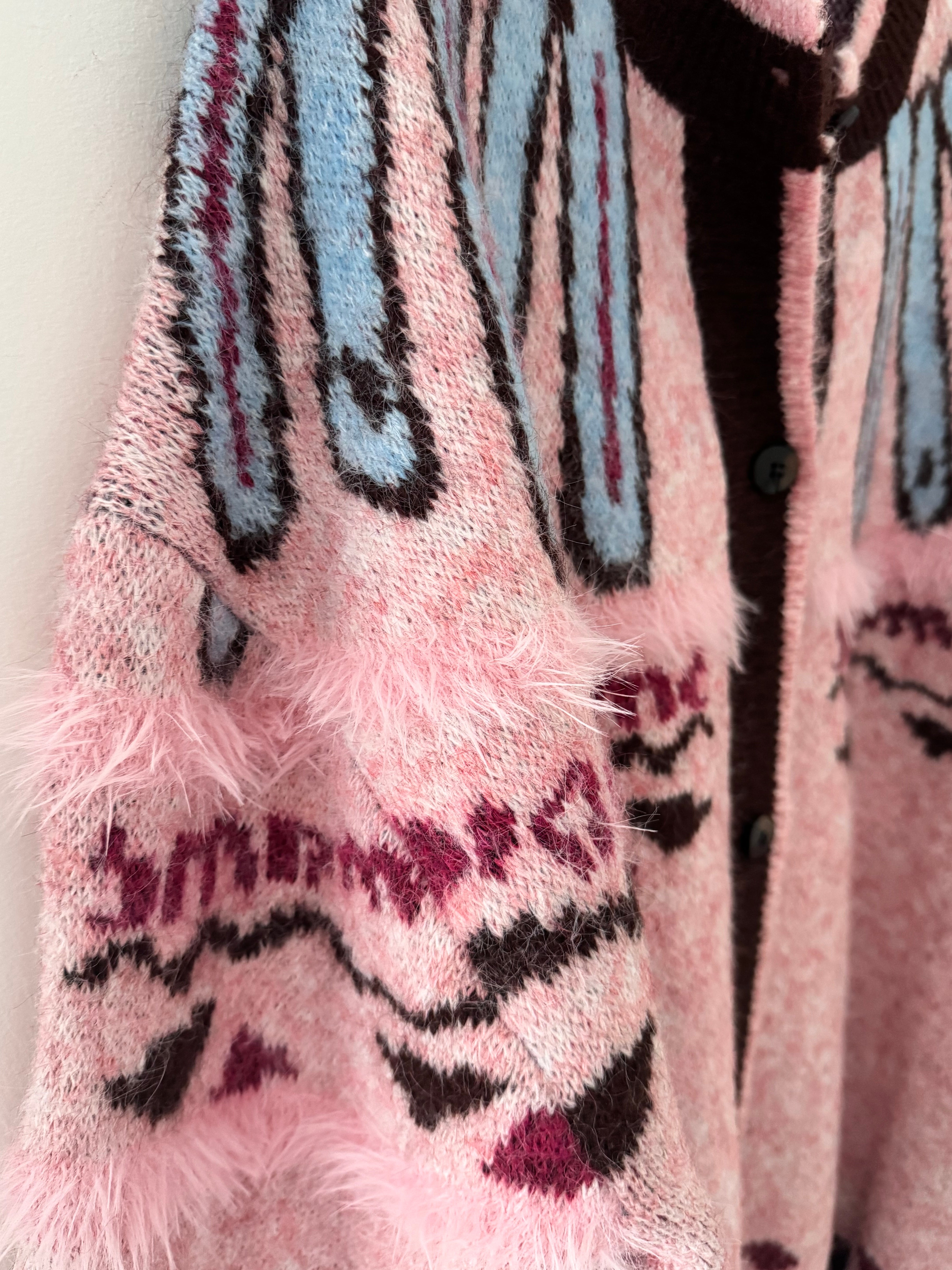 Oversized Designer Cardi in Pink & Chocolate