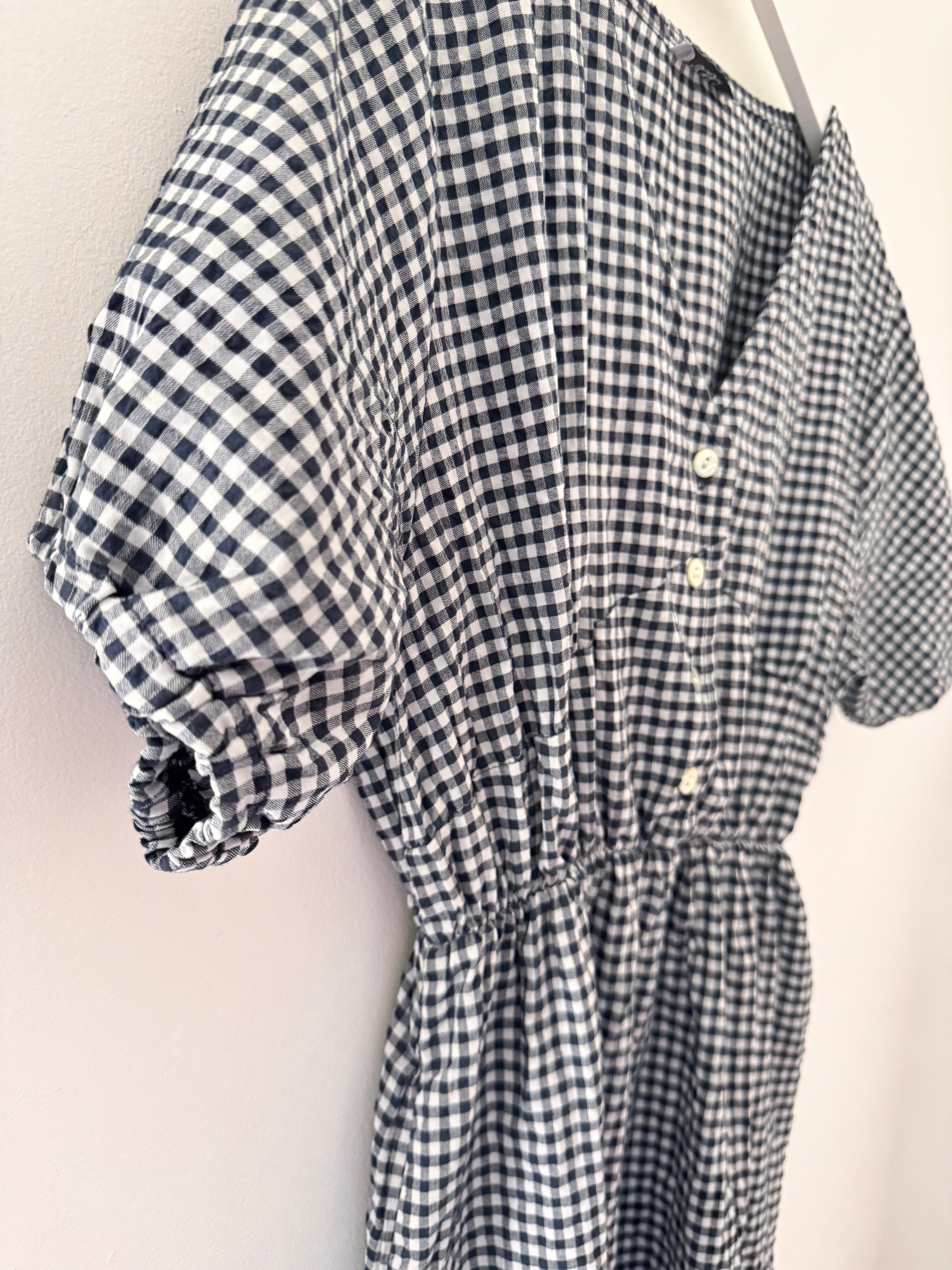 Gingham Dress in Navy & White
