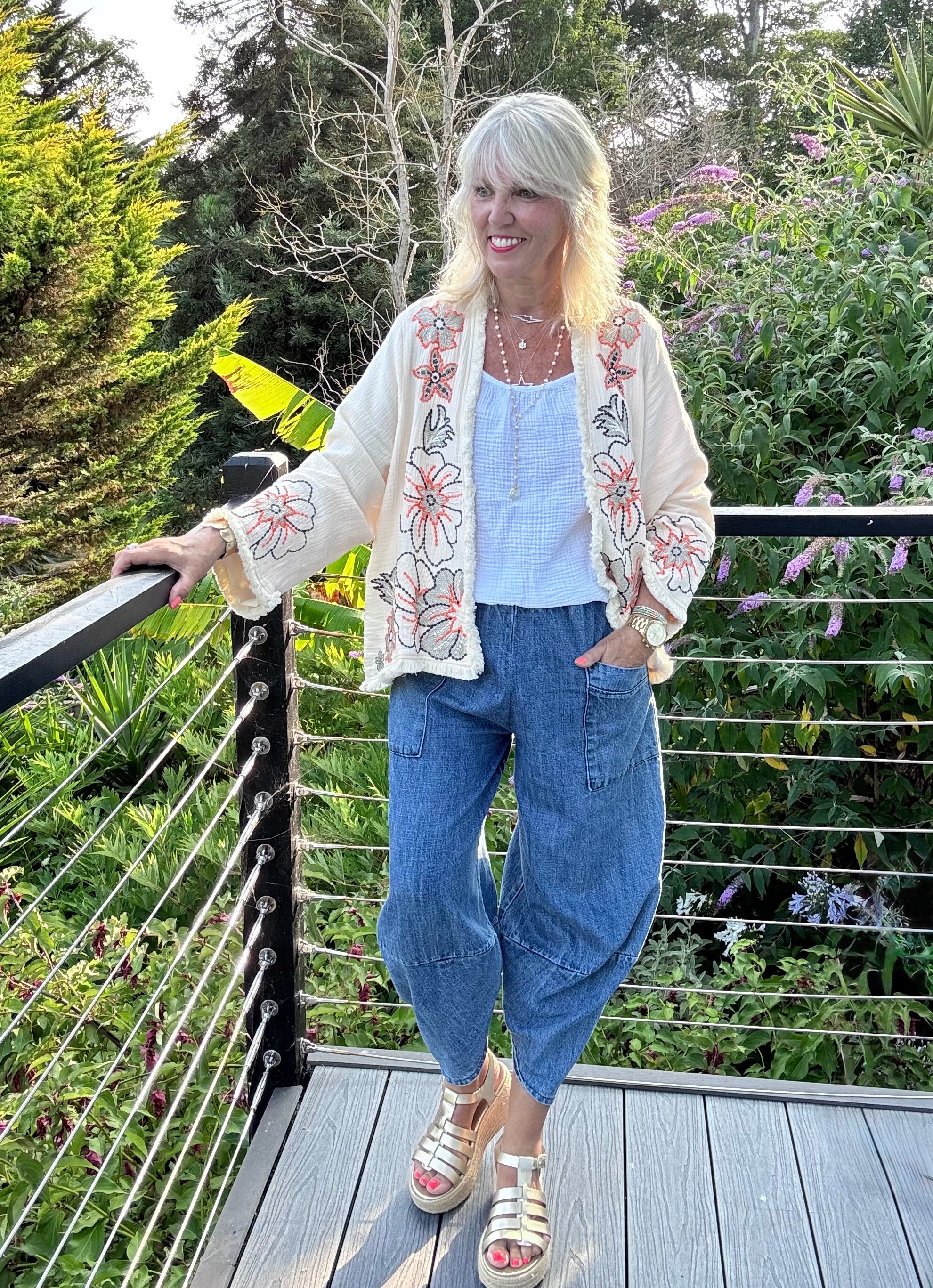 Luxe Embroidered Jacket in Vanilla
