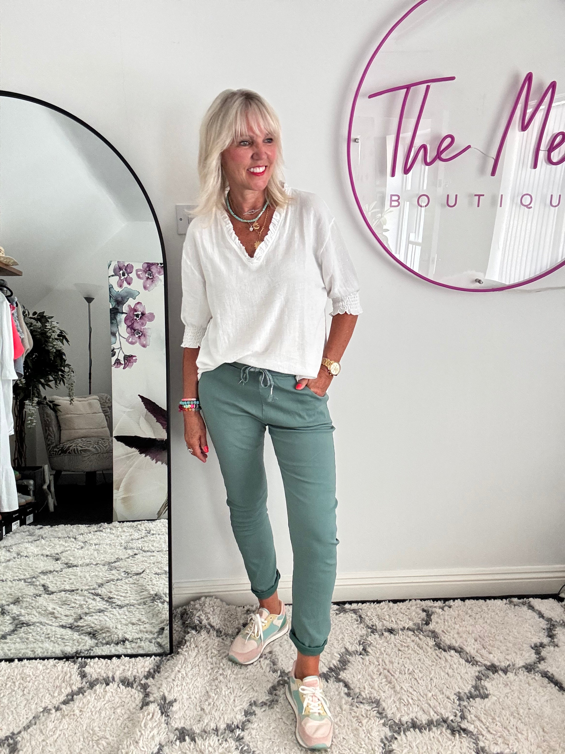 Super Stretch Joggers in Ocean Green