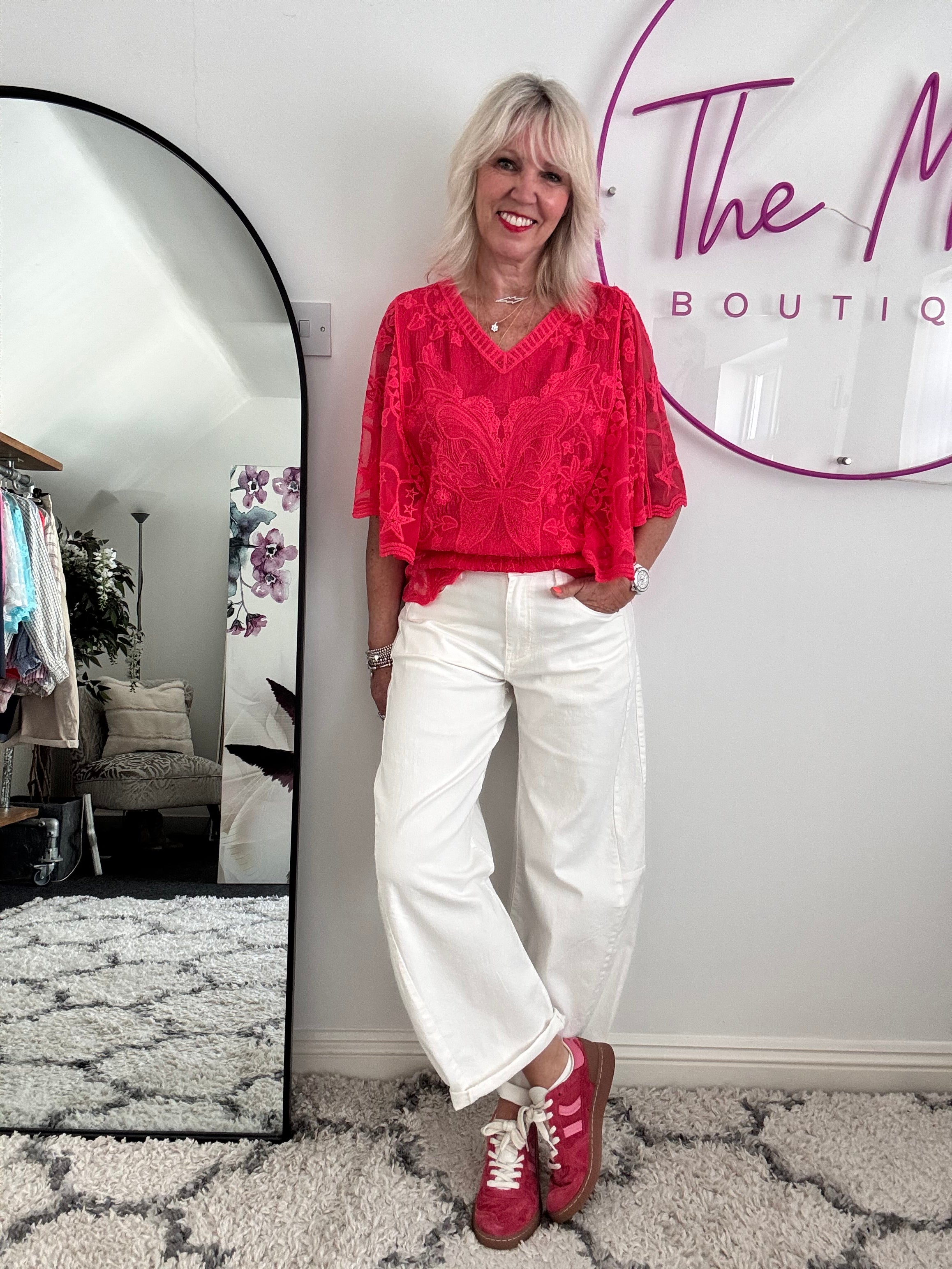 Barrel Leg Jeans in Ivory