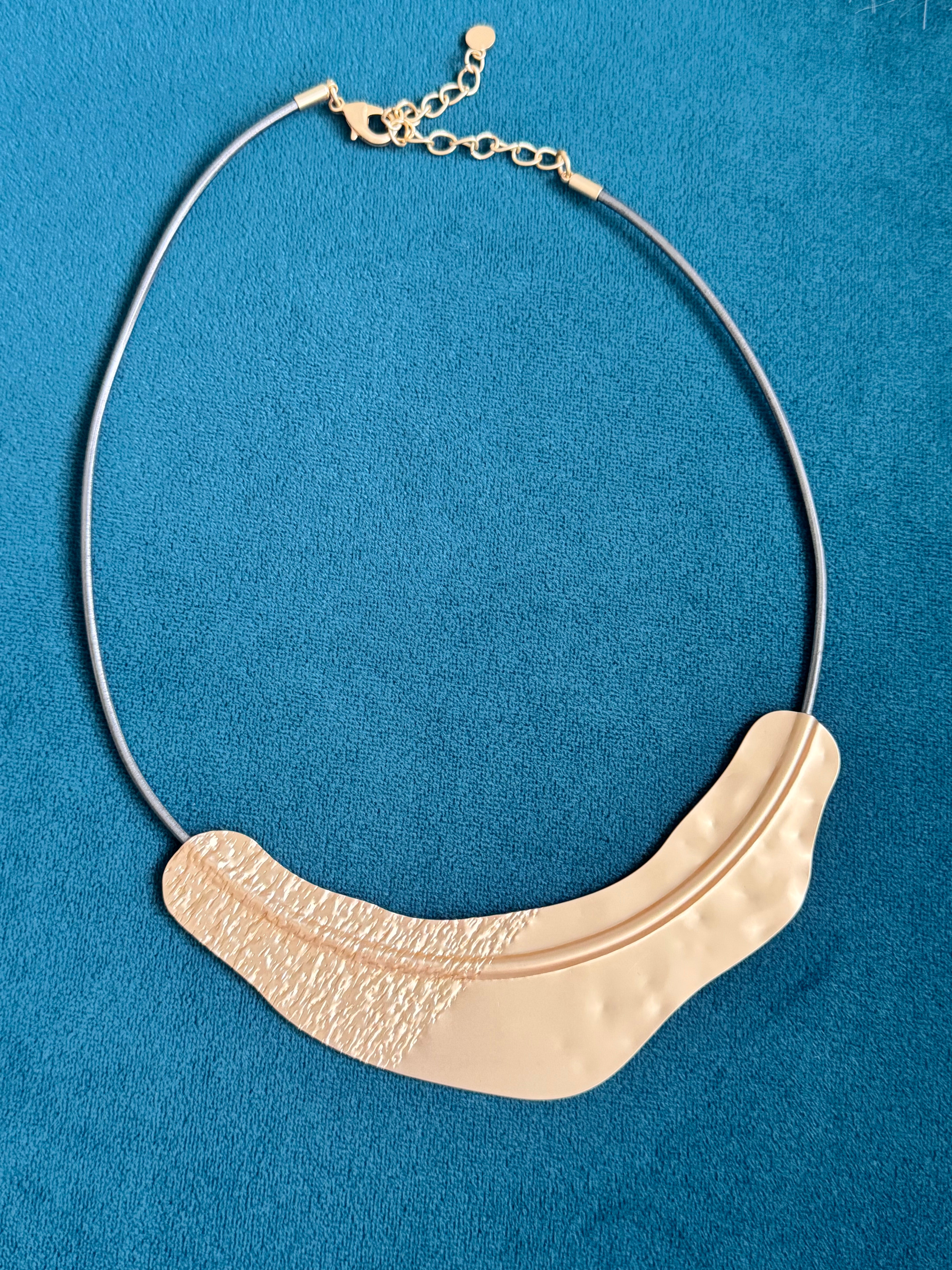 Statement Pendant in Hammered Gold
