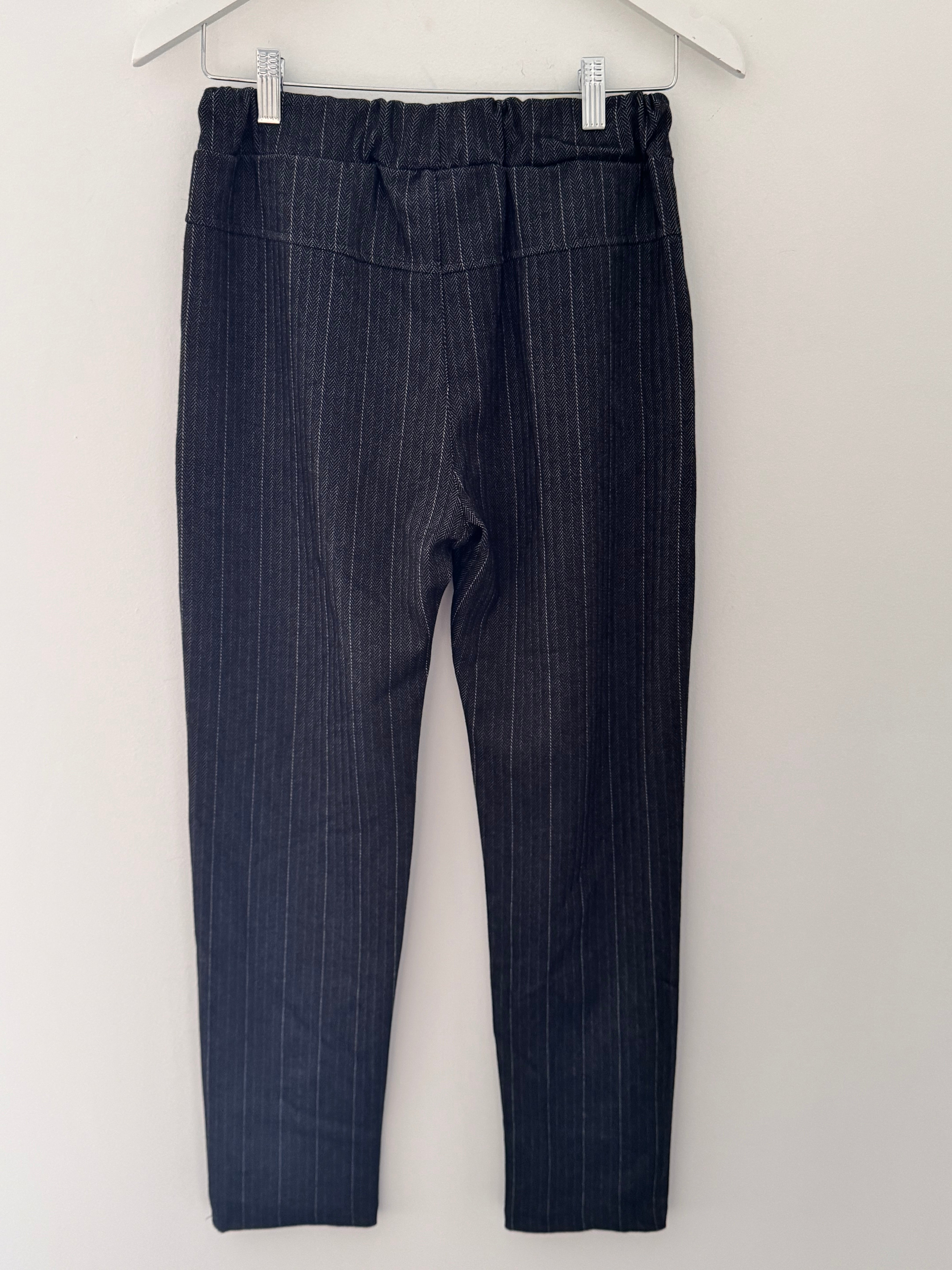 Pinstripe & Herringbone Stretch Joggers in Black