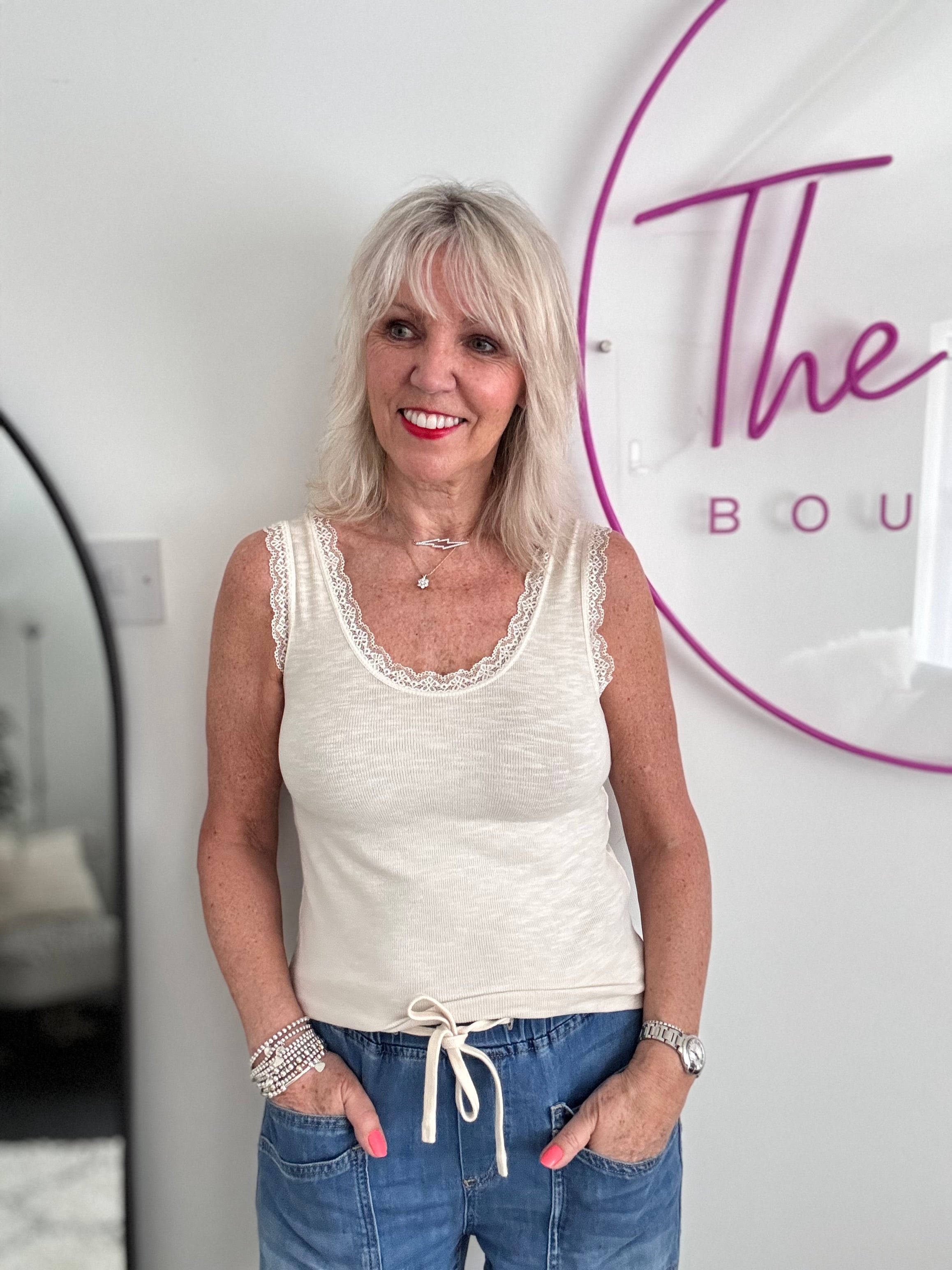 Luxe Ribbed Vest in Ecru