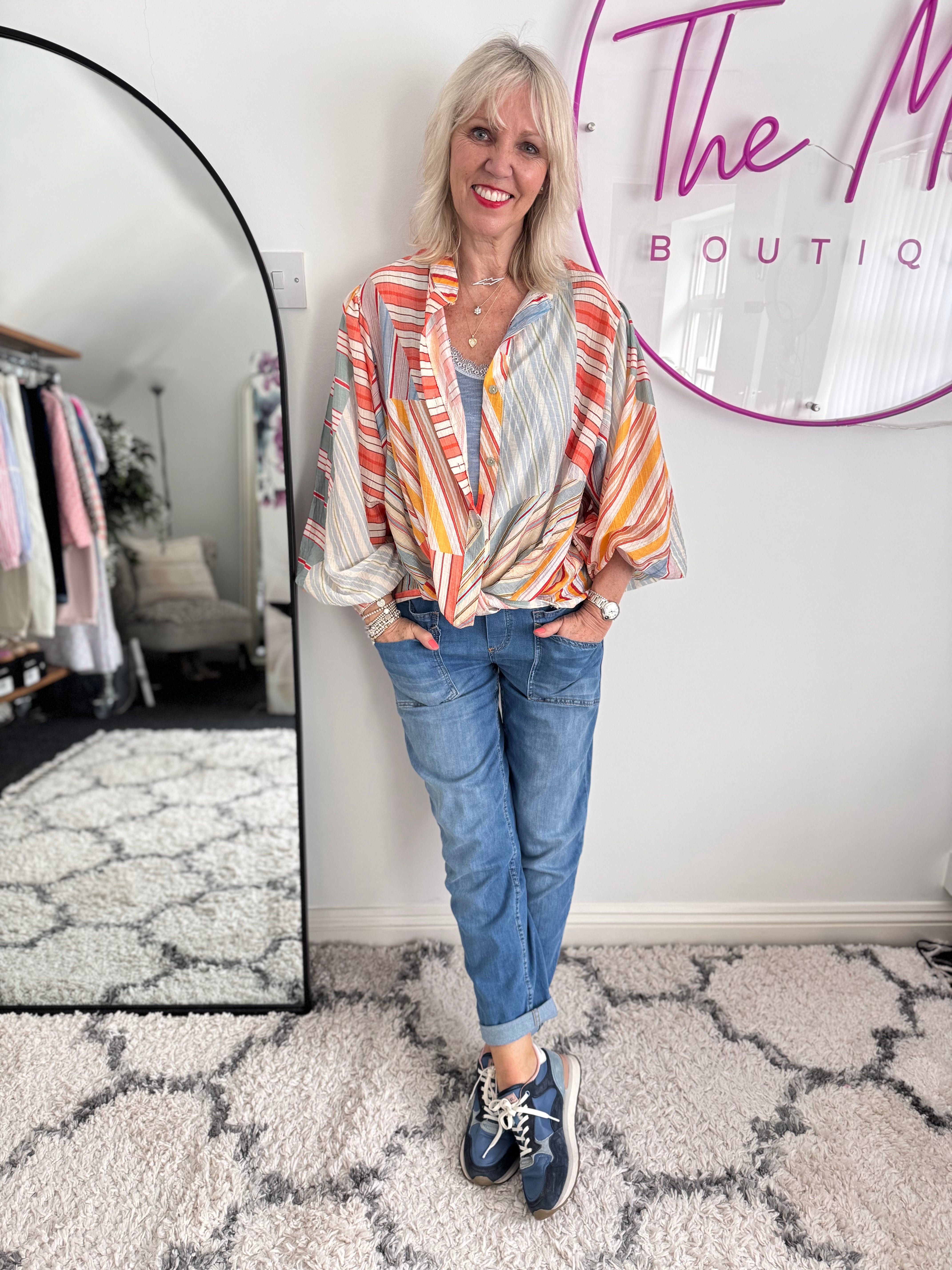 Stripe Shirt in Coral & Blue