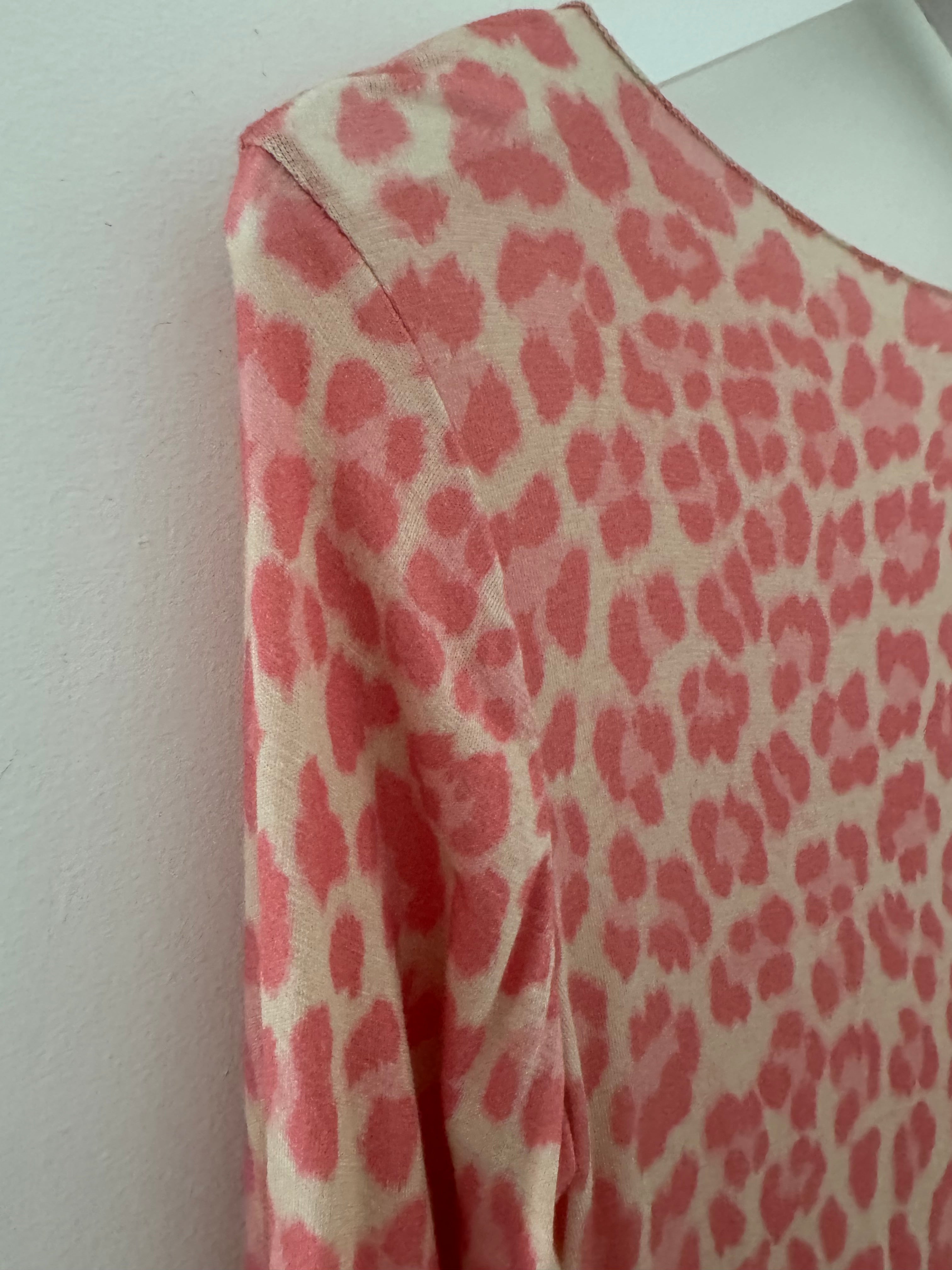 Ultrasoft Cashmere Blend Base Layer in Coral Pink Leopard
