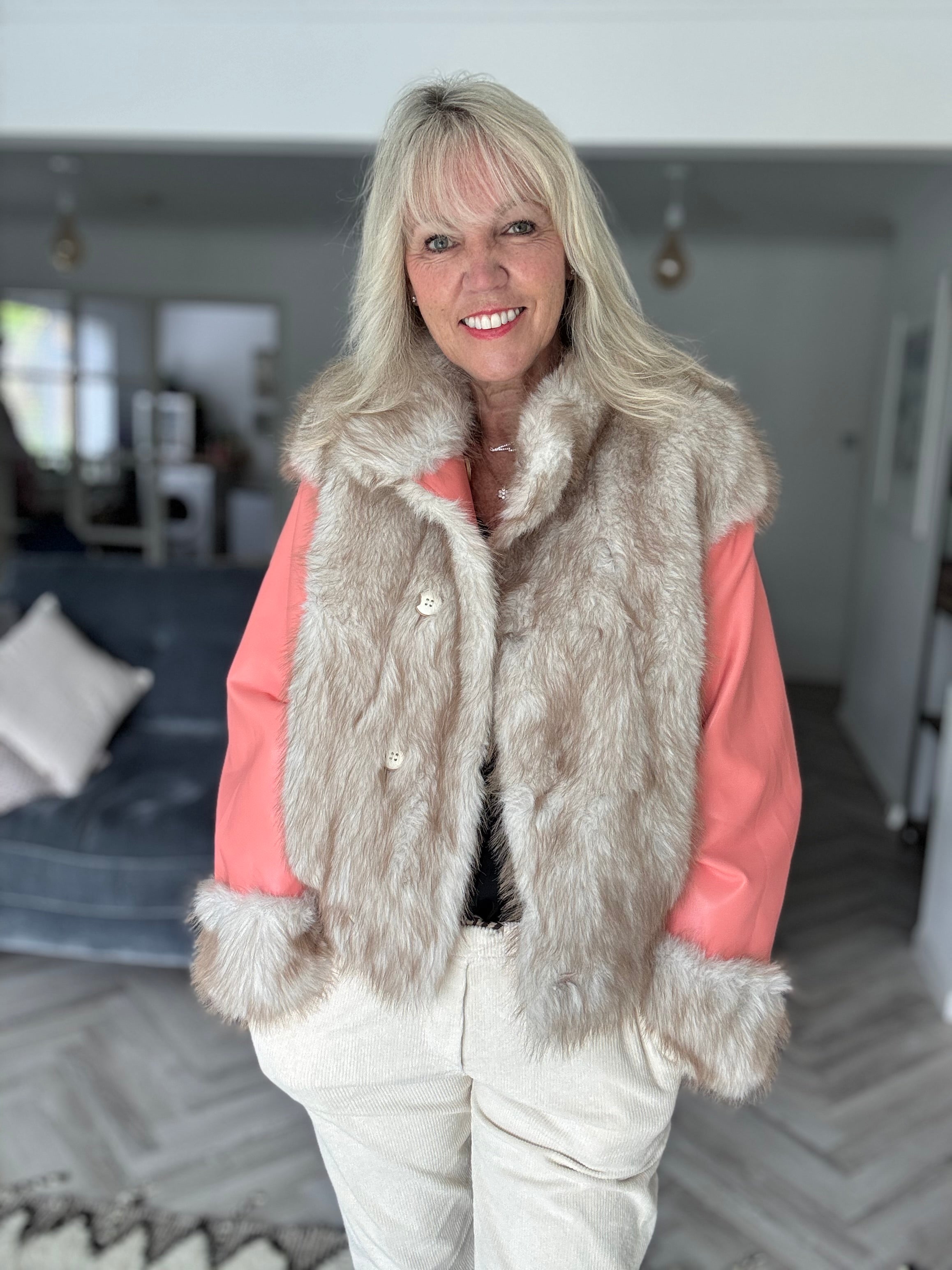 Reversible Faux Fur & Leather Jacket