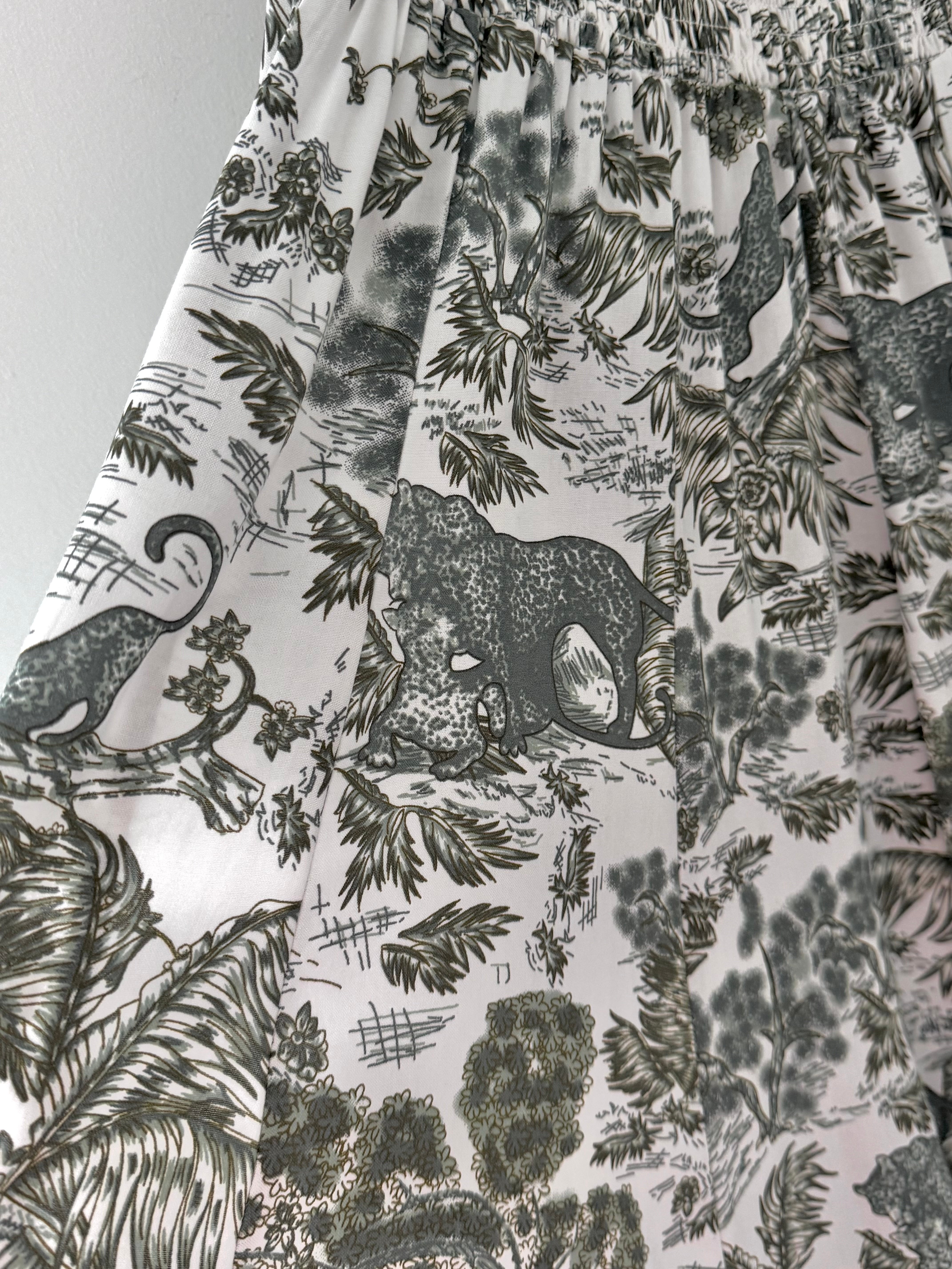 Wide Leg Trousers in Khaki Jungle Print