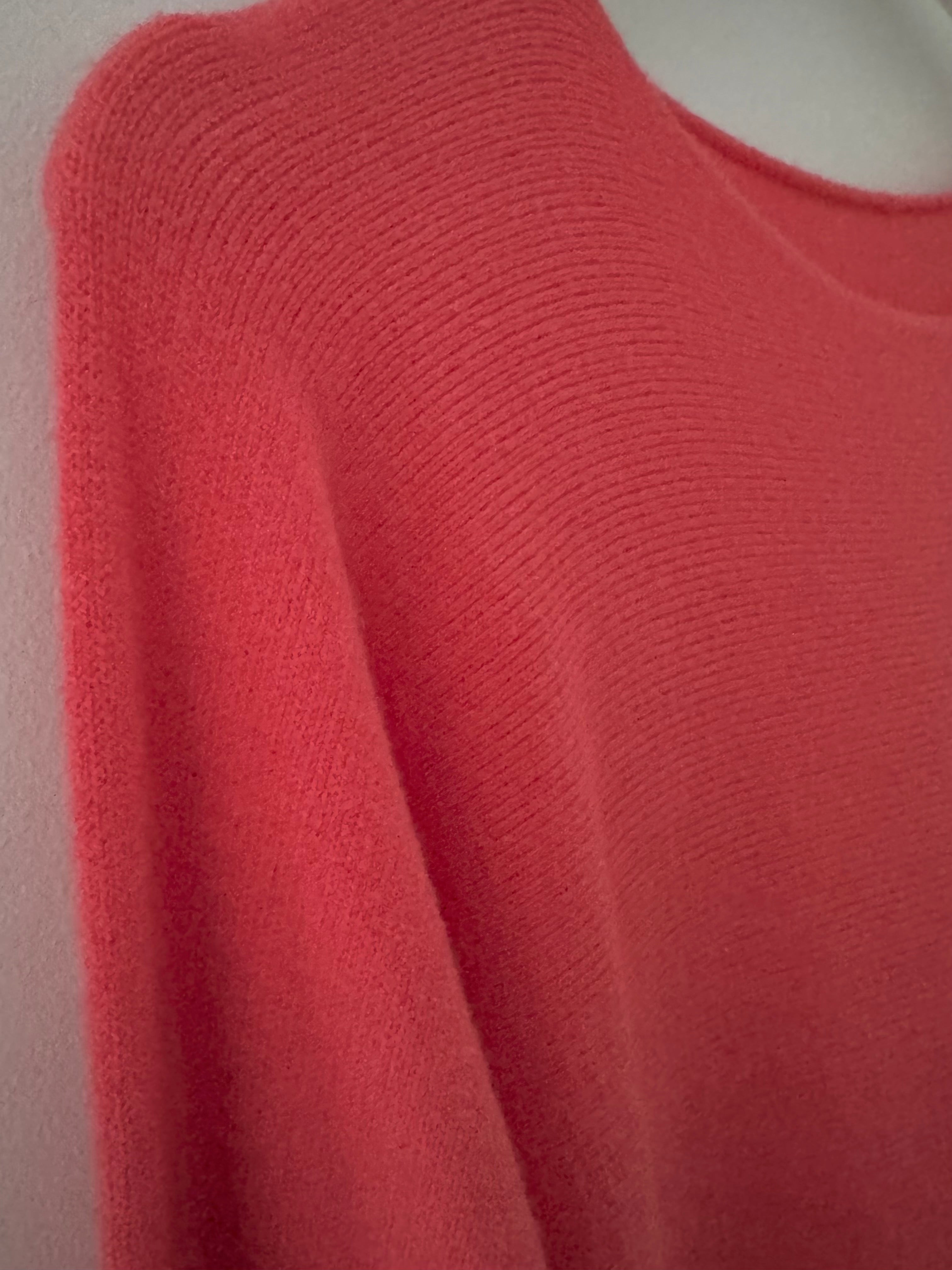 Simple Round Neck Jumper in Coral