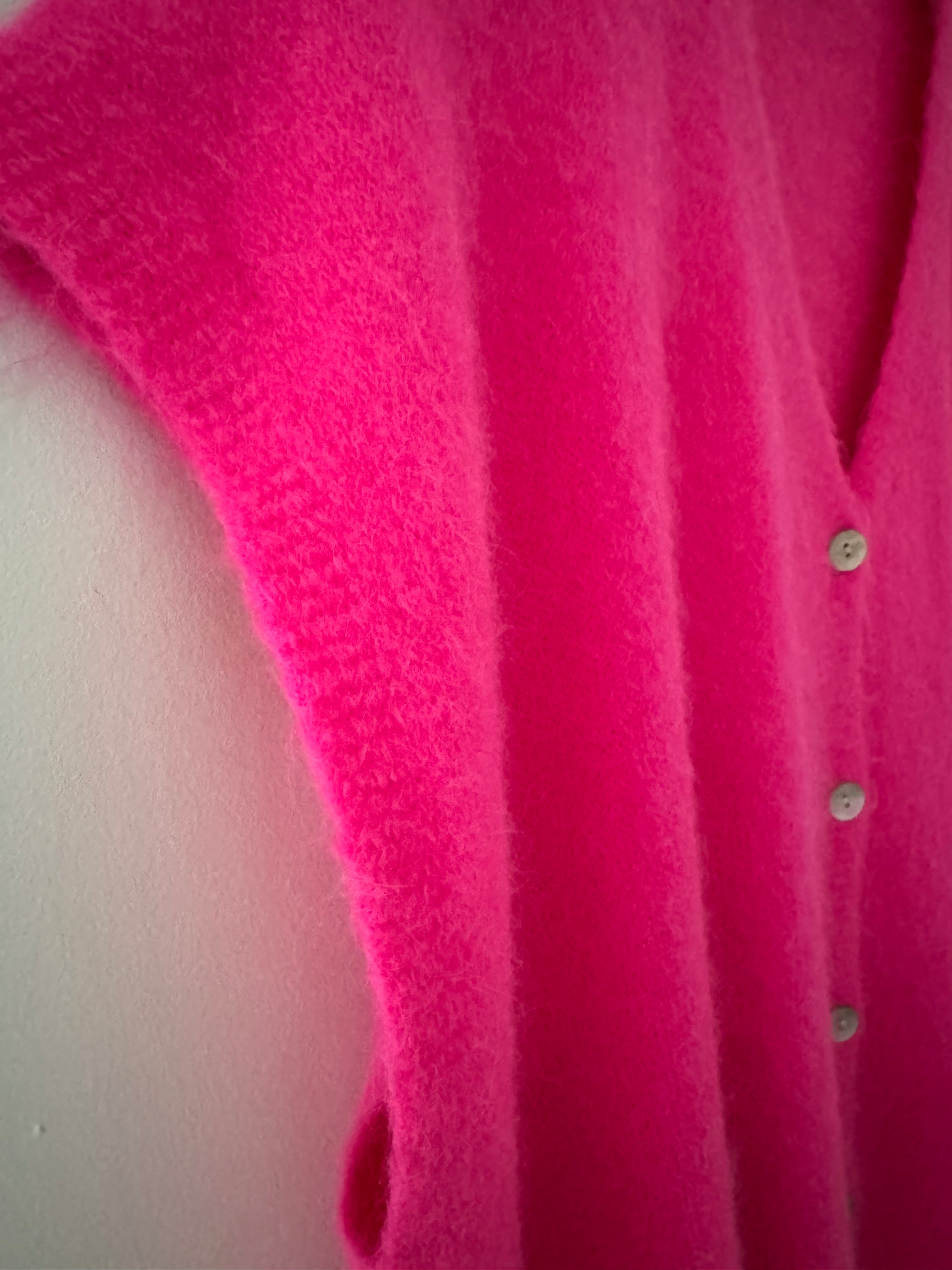 Alpaca Button Tank in Neon Pink
