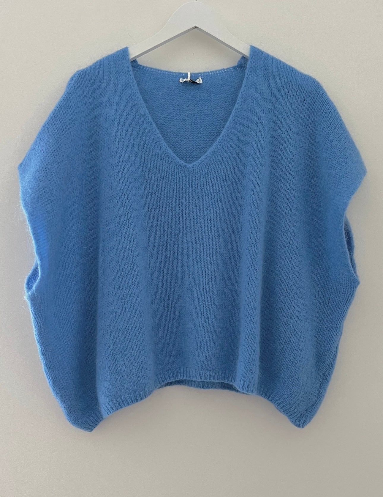 Mohair V Neck Tank in Cornflower