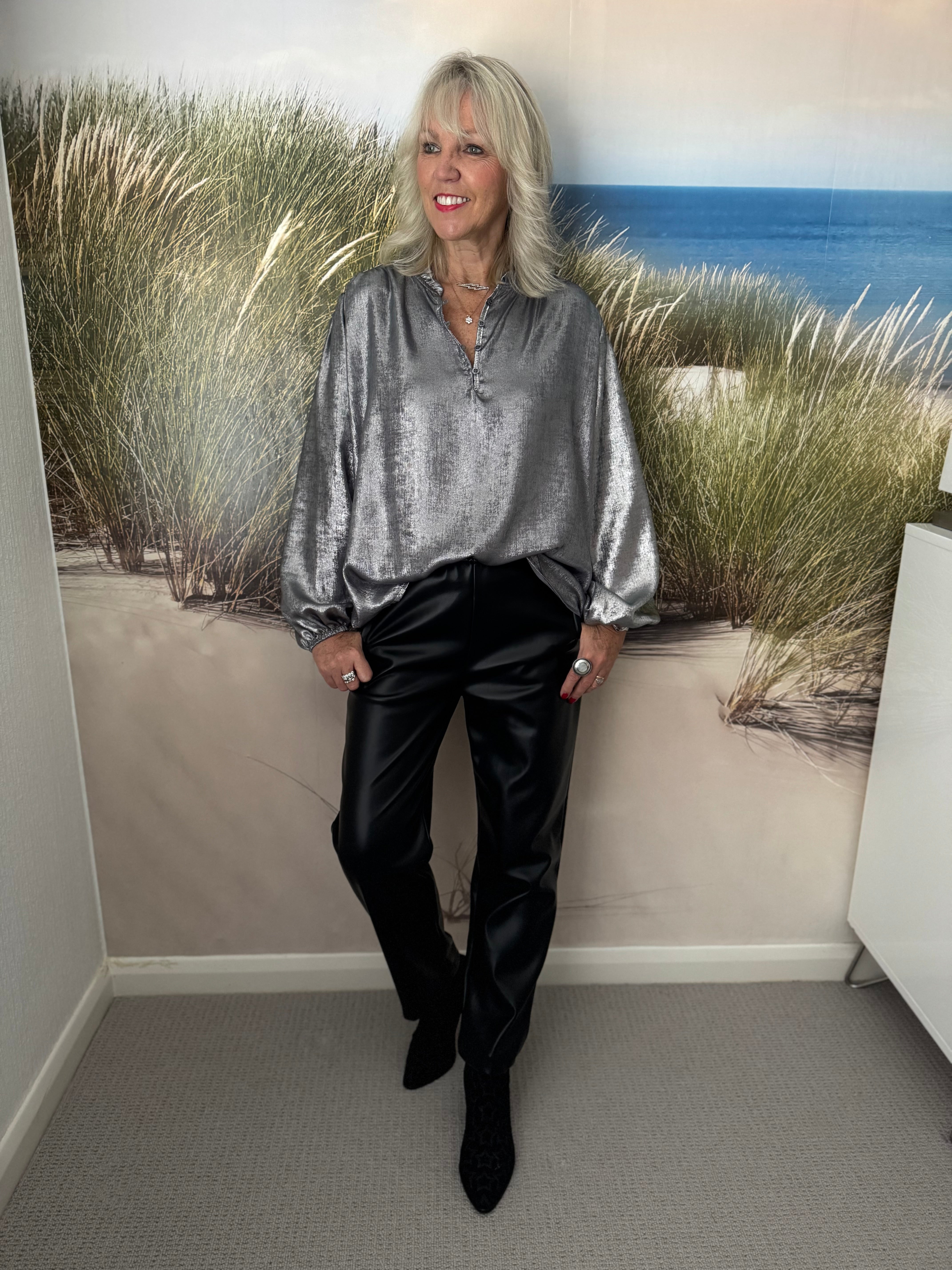 Luxe Metallic Blouse in Silver