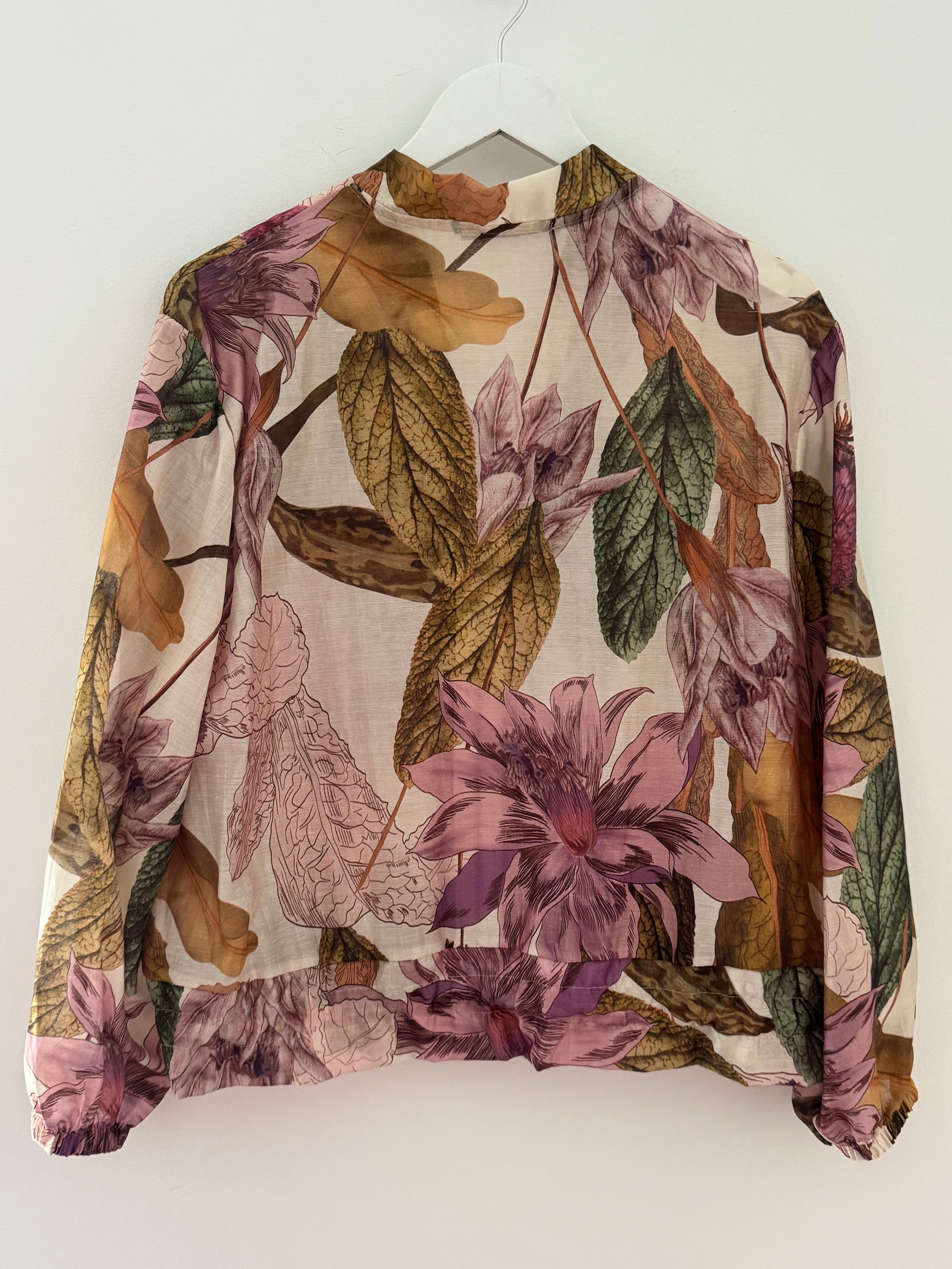 Floral Bomber Jacket in Pink & Khaki