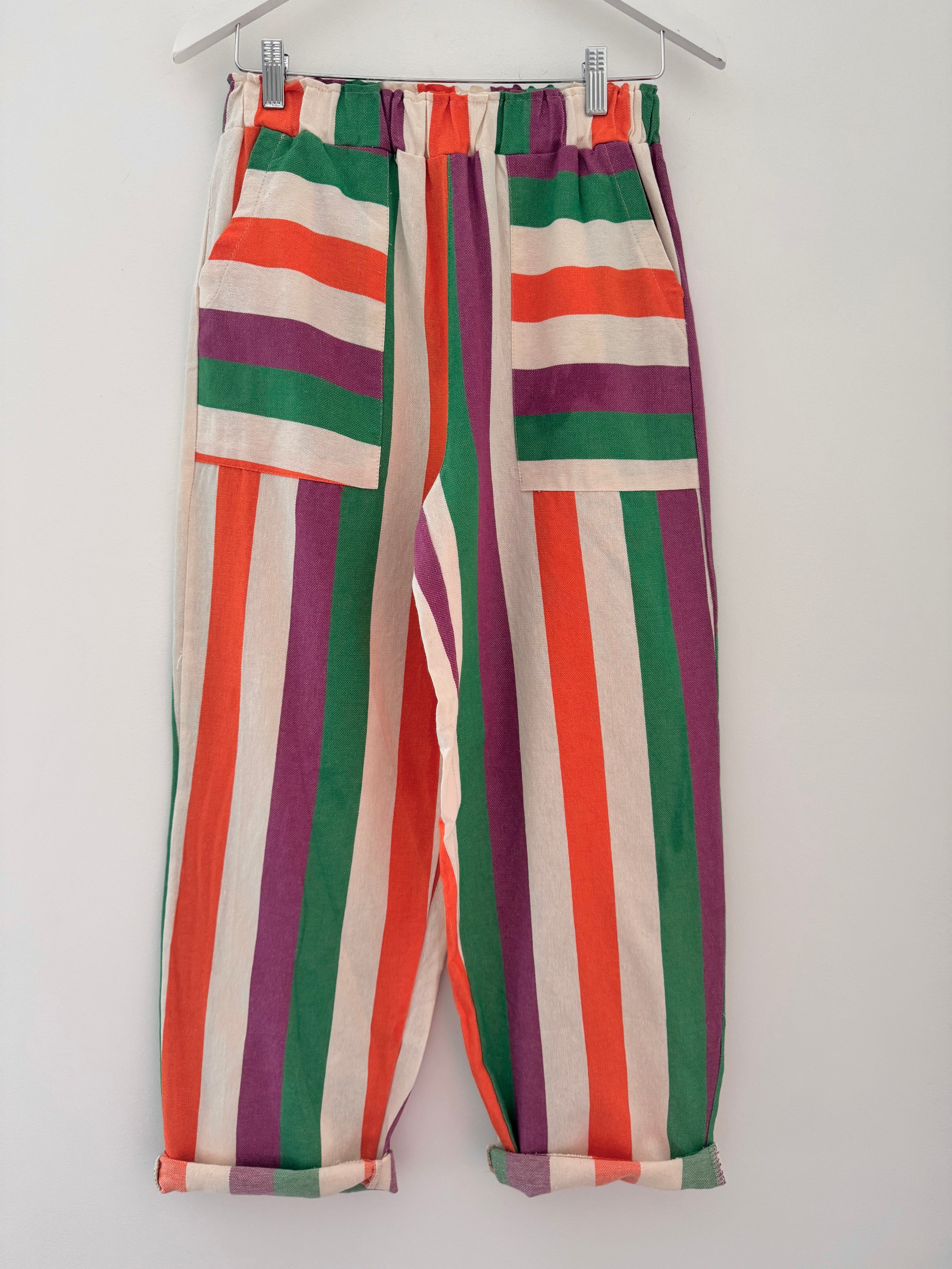 Multi Coloured Stripe Trousers with Deep Pockets