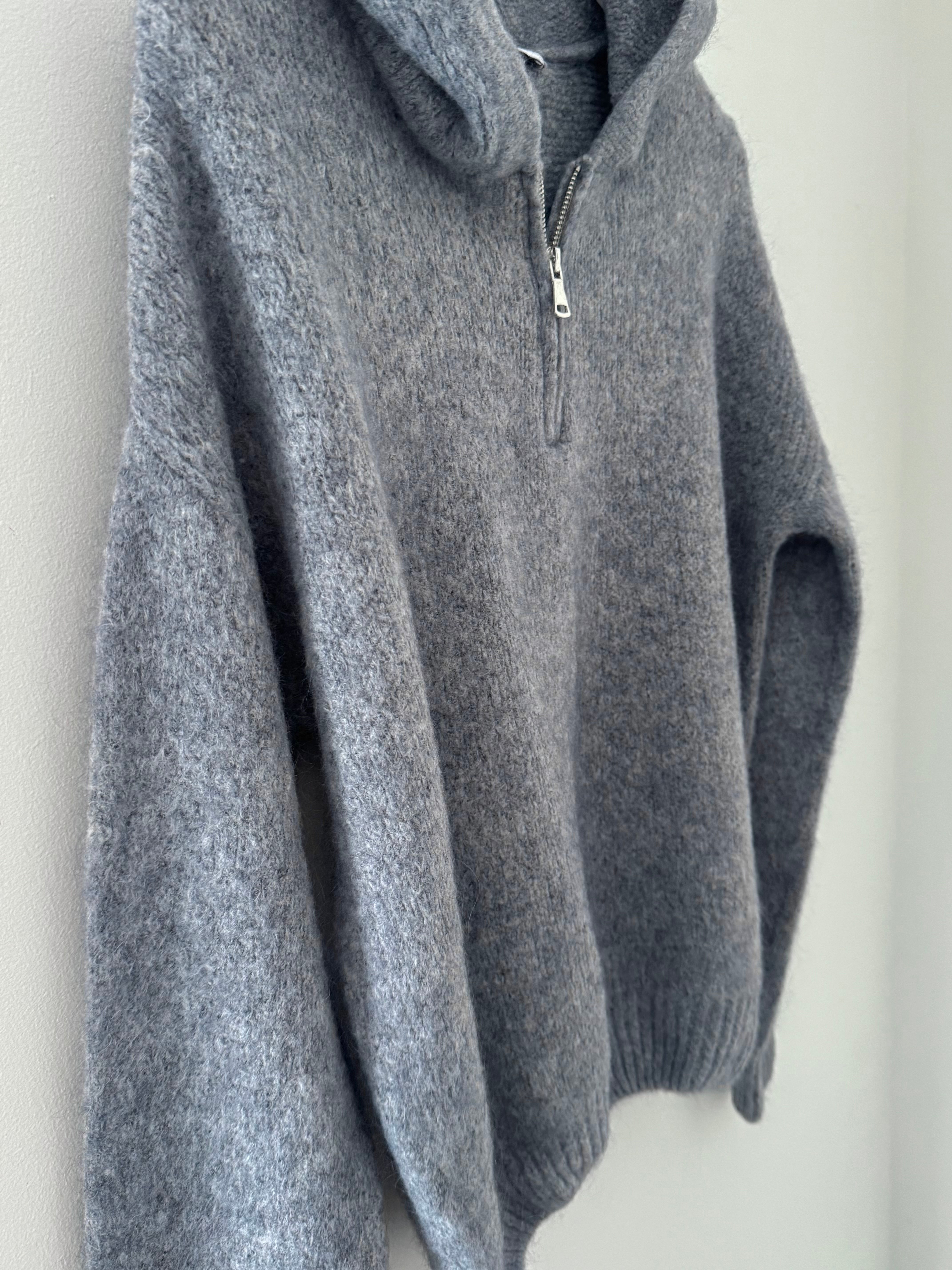 Hooded Mohair Jumper in Charcoal
