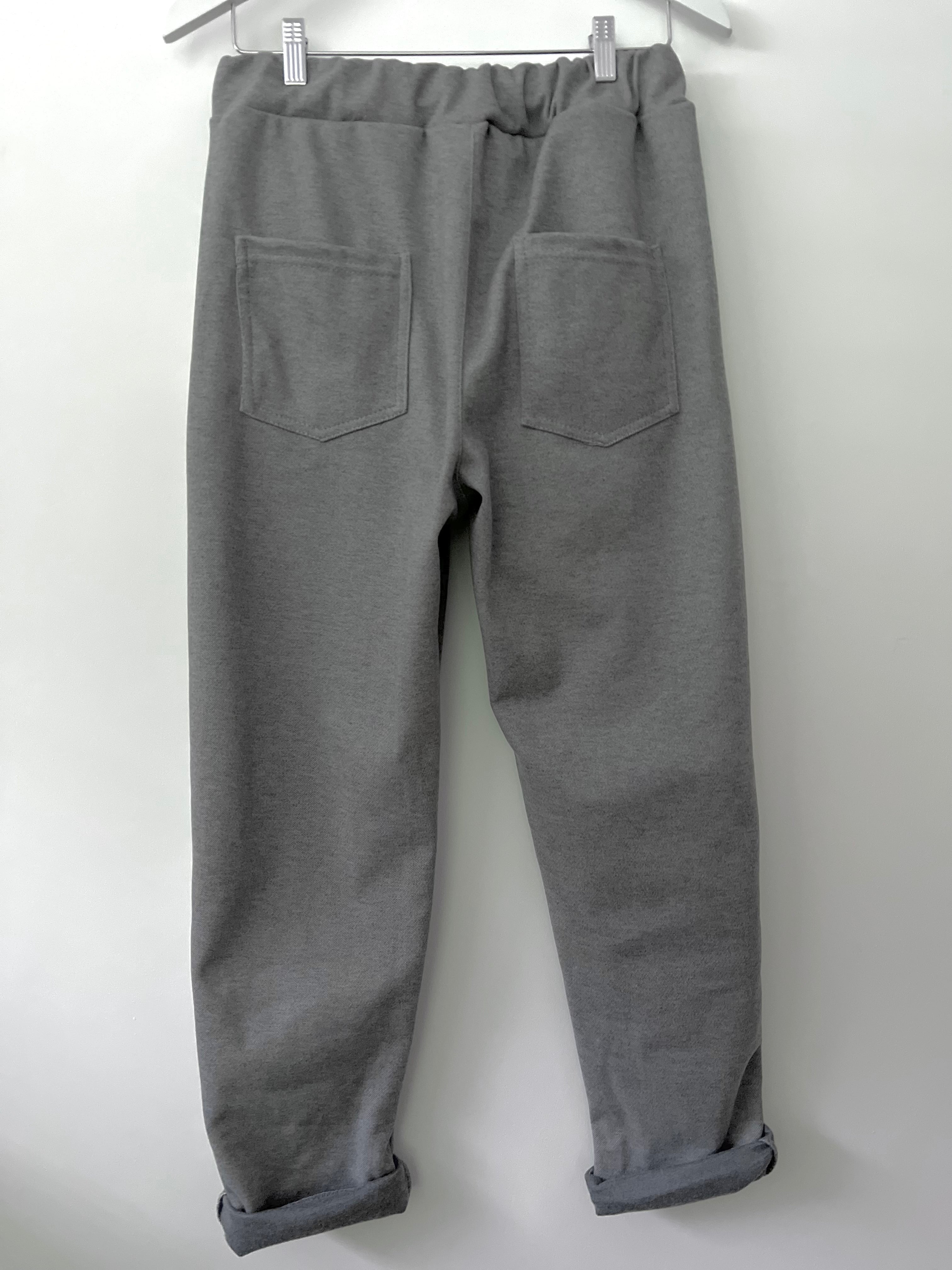 Soft Trousers with Sequin Stripe in Grey