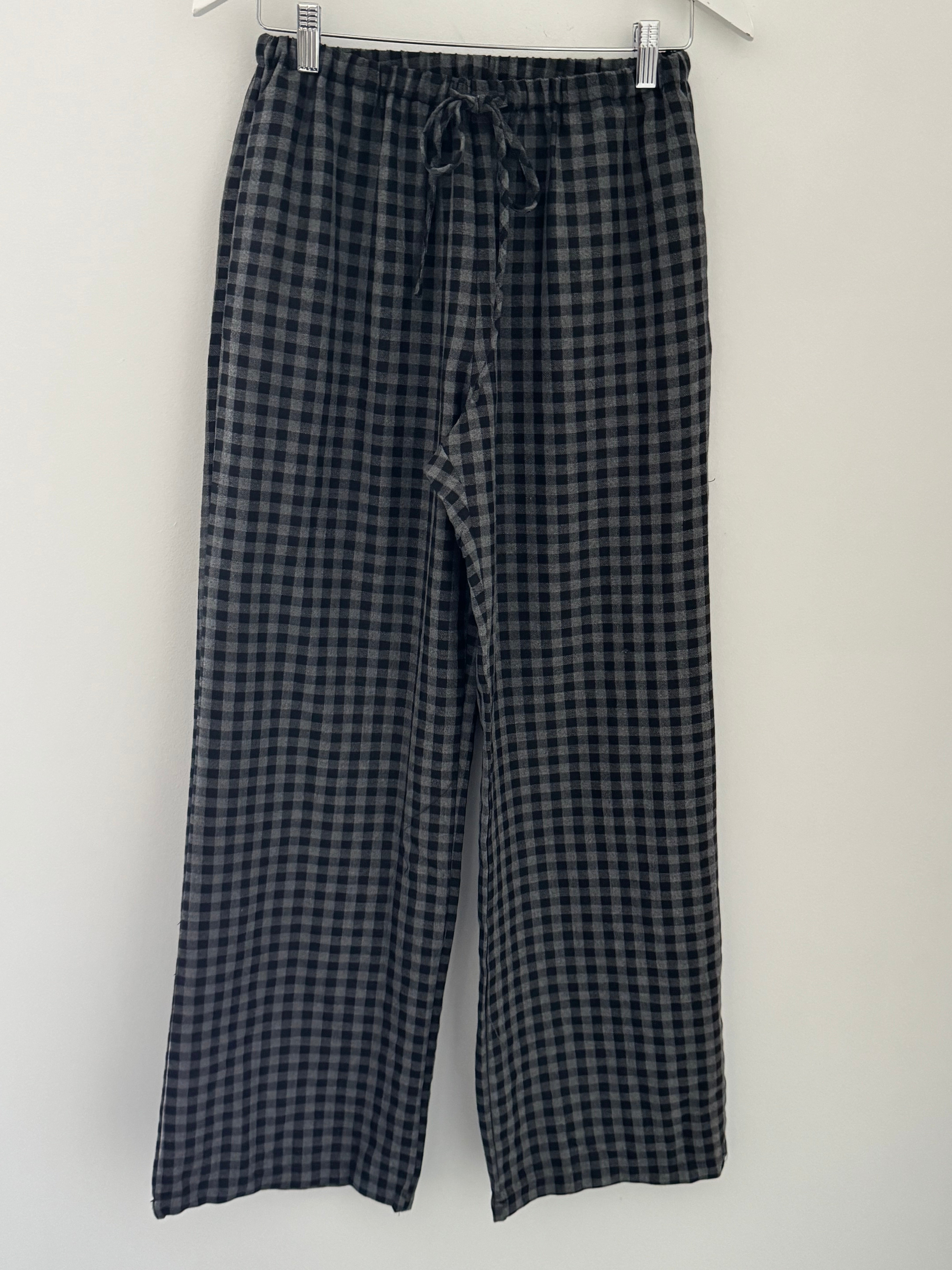 Check Flannel Trousers in Charcoal & Black