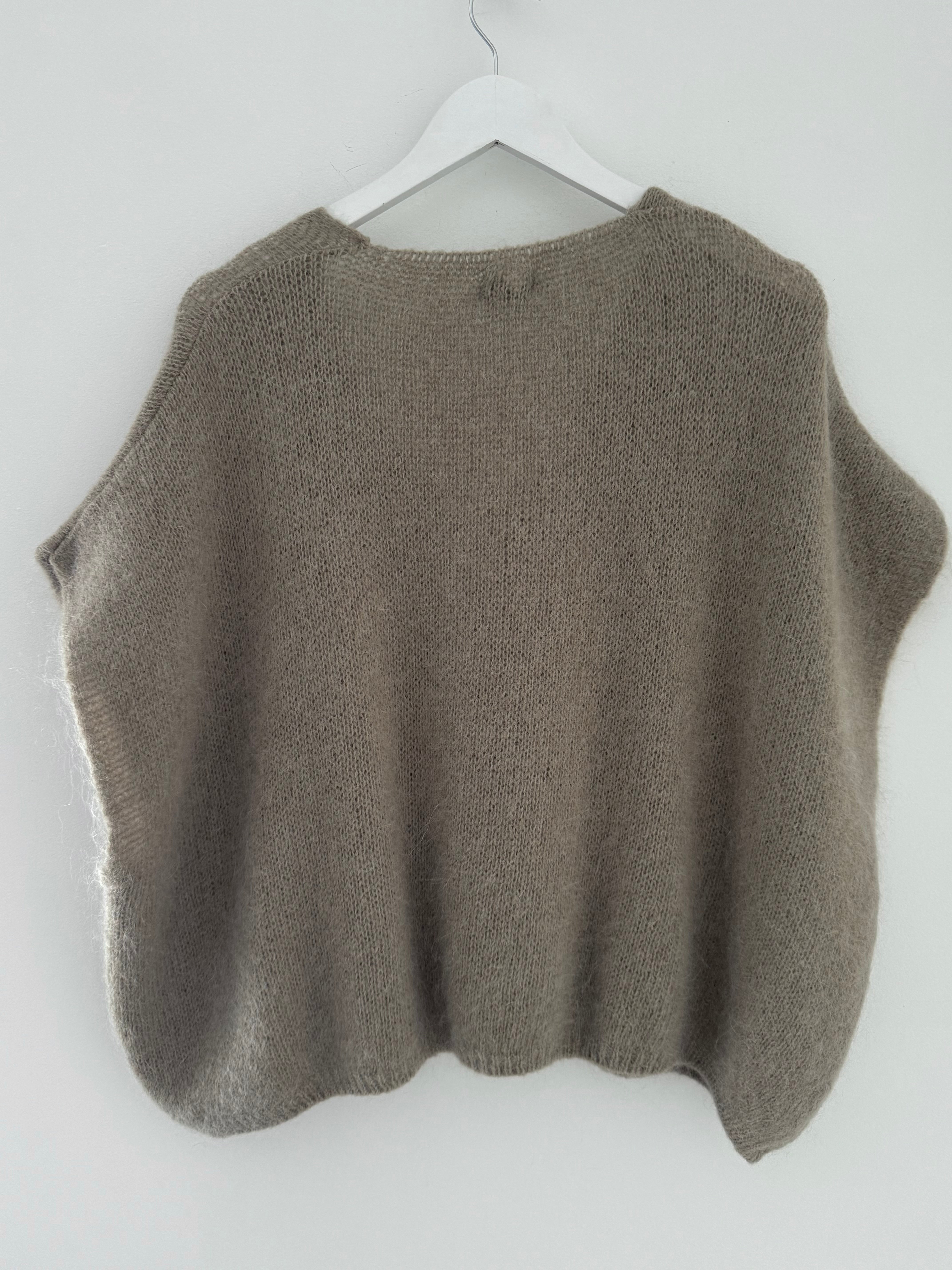 Mohair V Neck Tank in Truffle