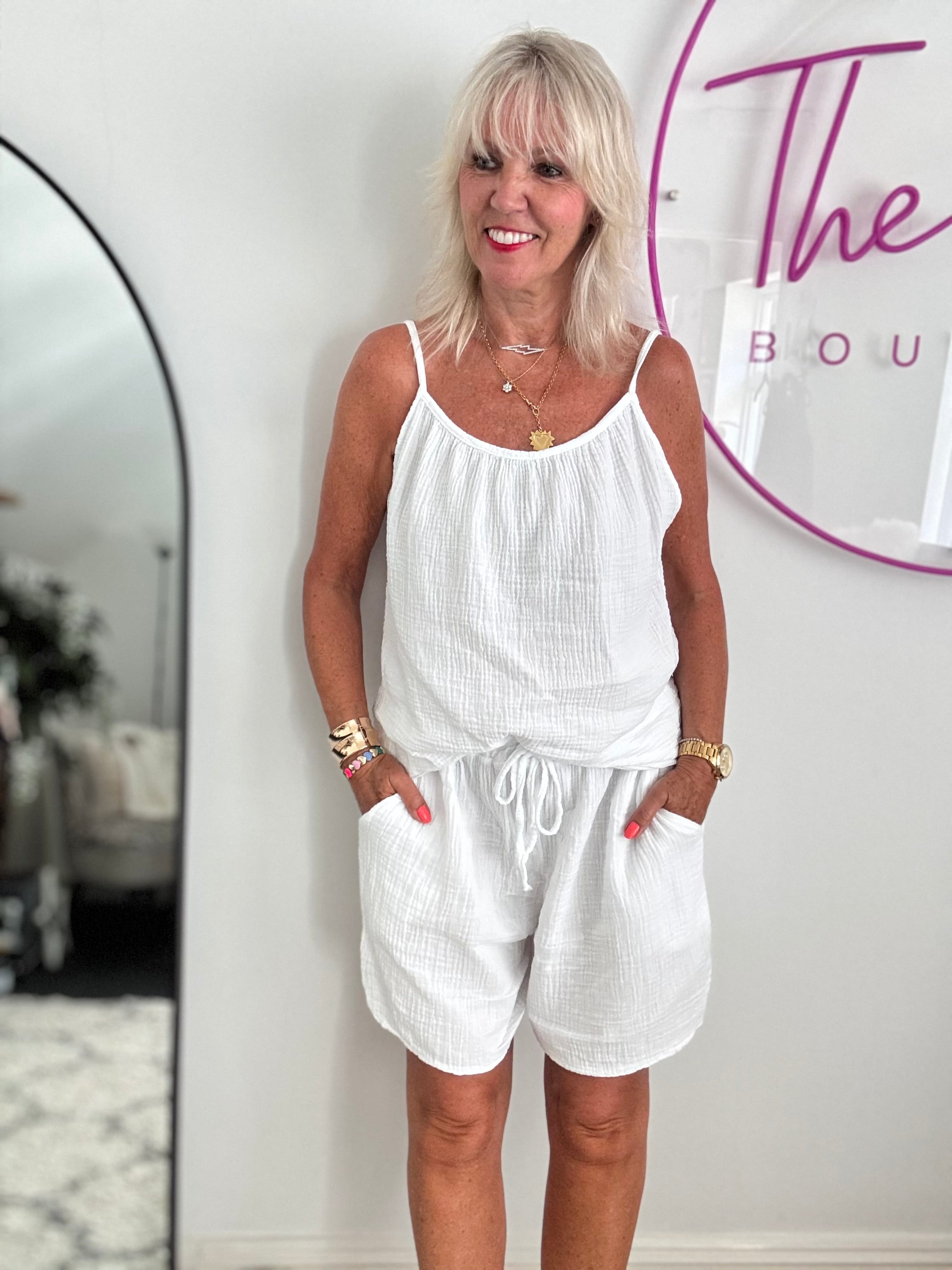 Cheesecloth Cami in White