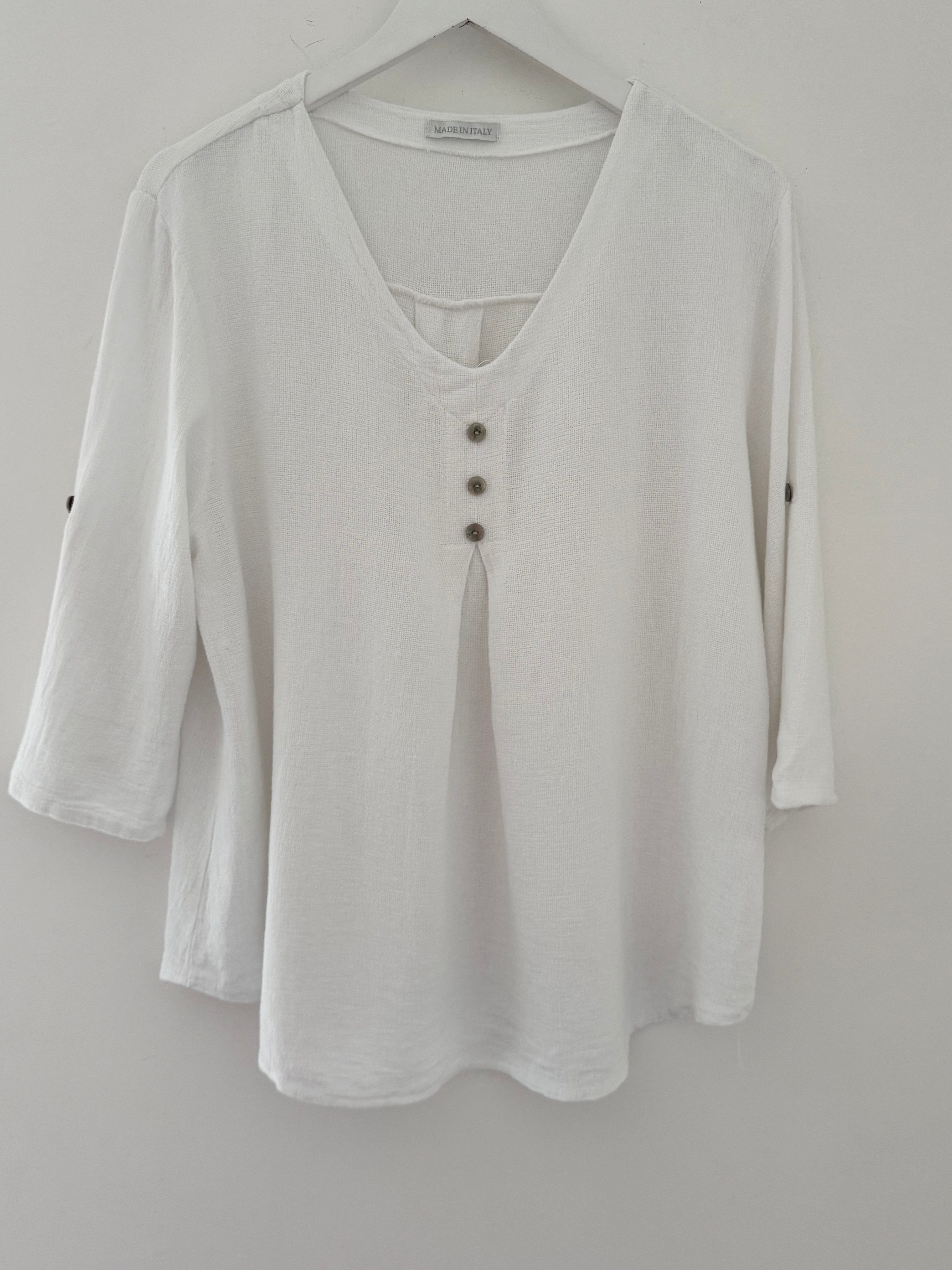 Linen & Cotton Shirt in White