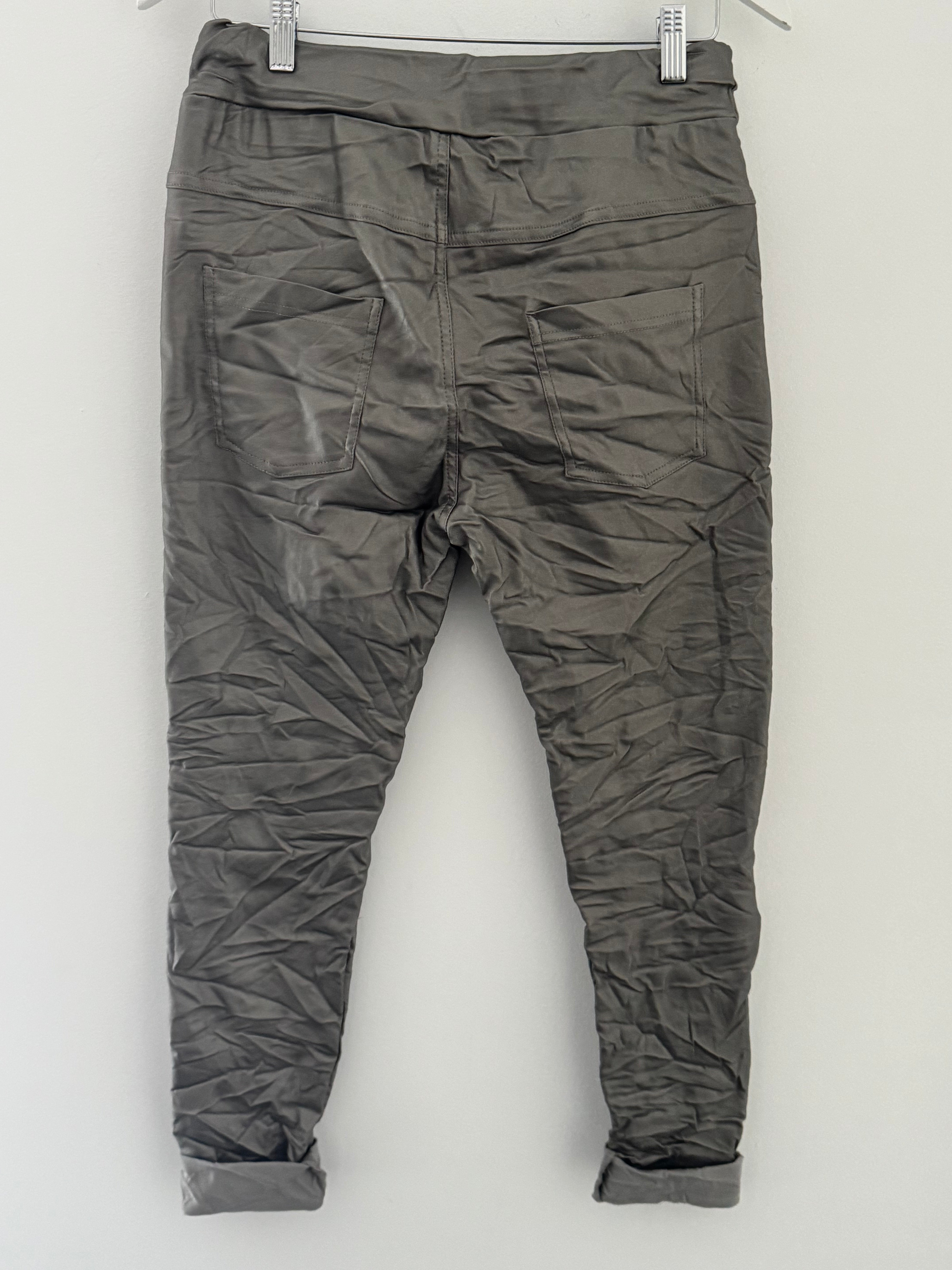 Waxed Diamonte Joggers in Pewter