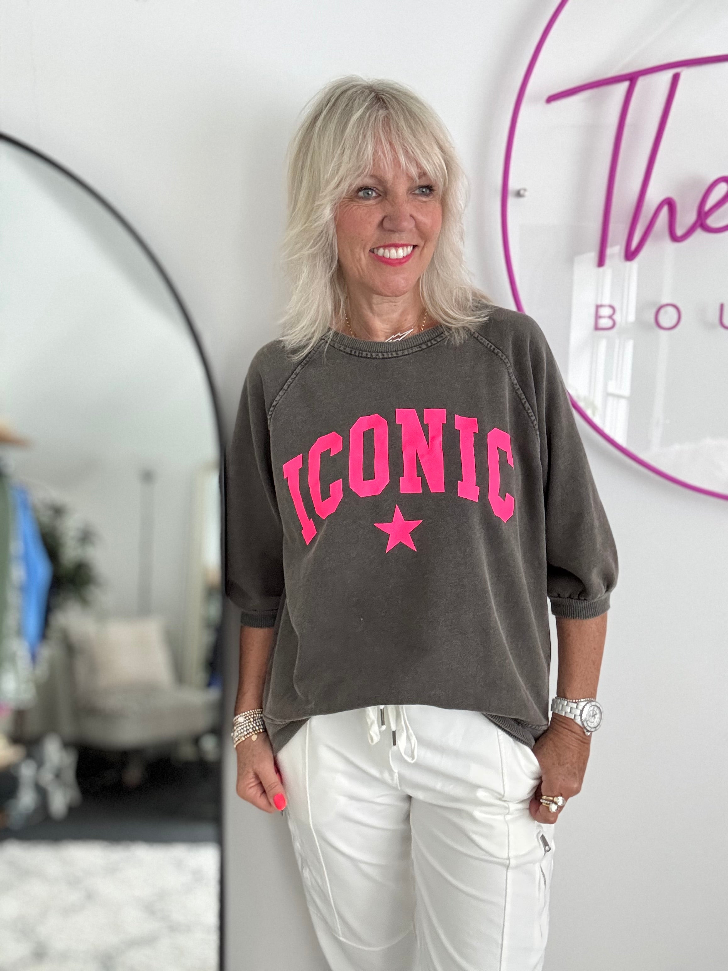 Iconic Sweatshirt with Pink Neon