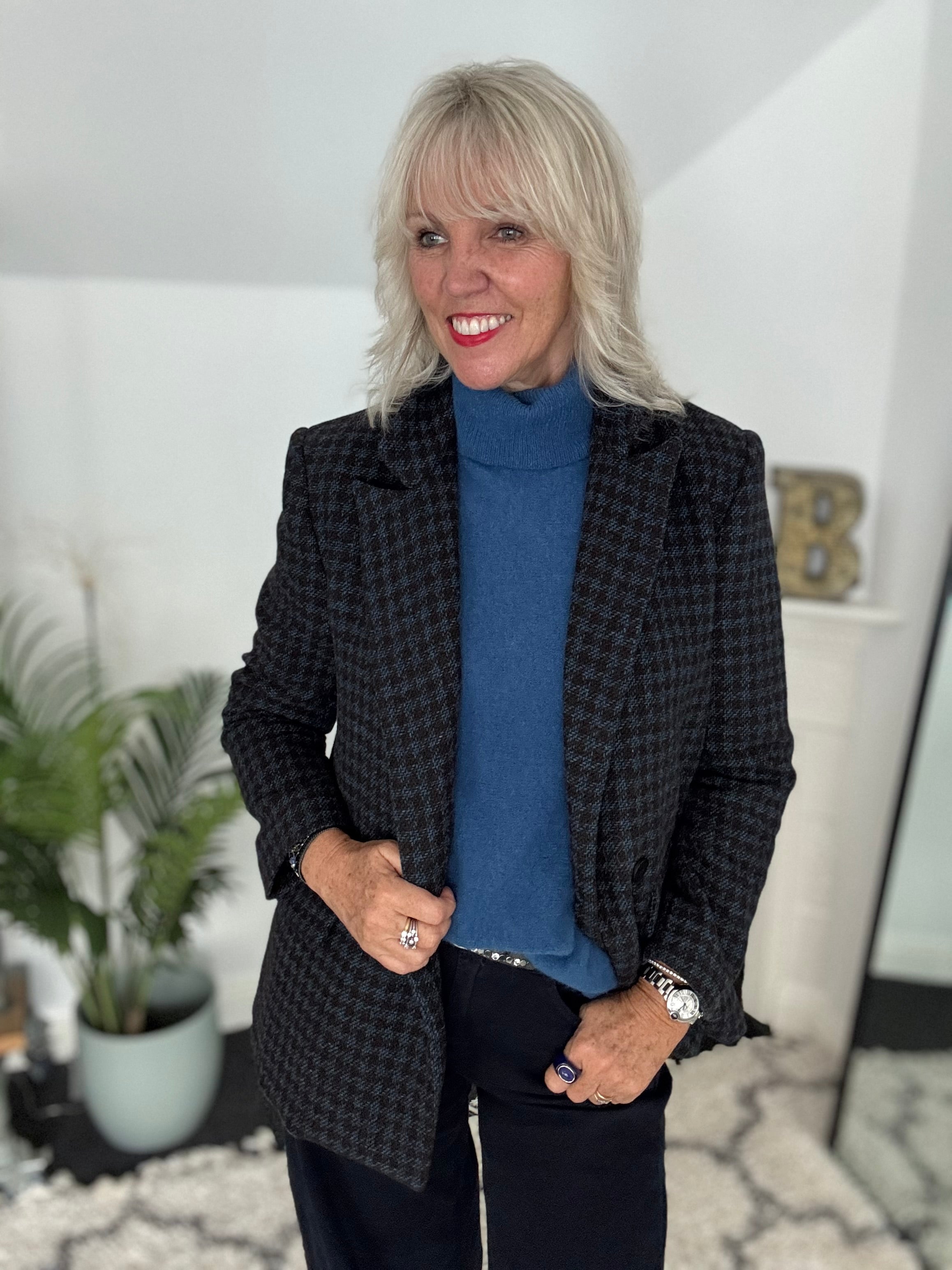 Simple Roll Neck Jumper in Cerulean Blue