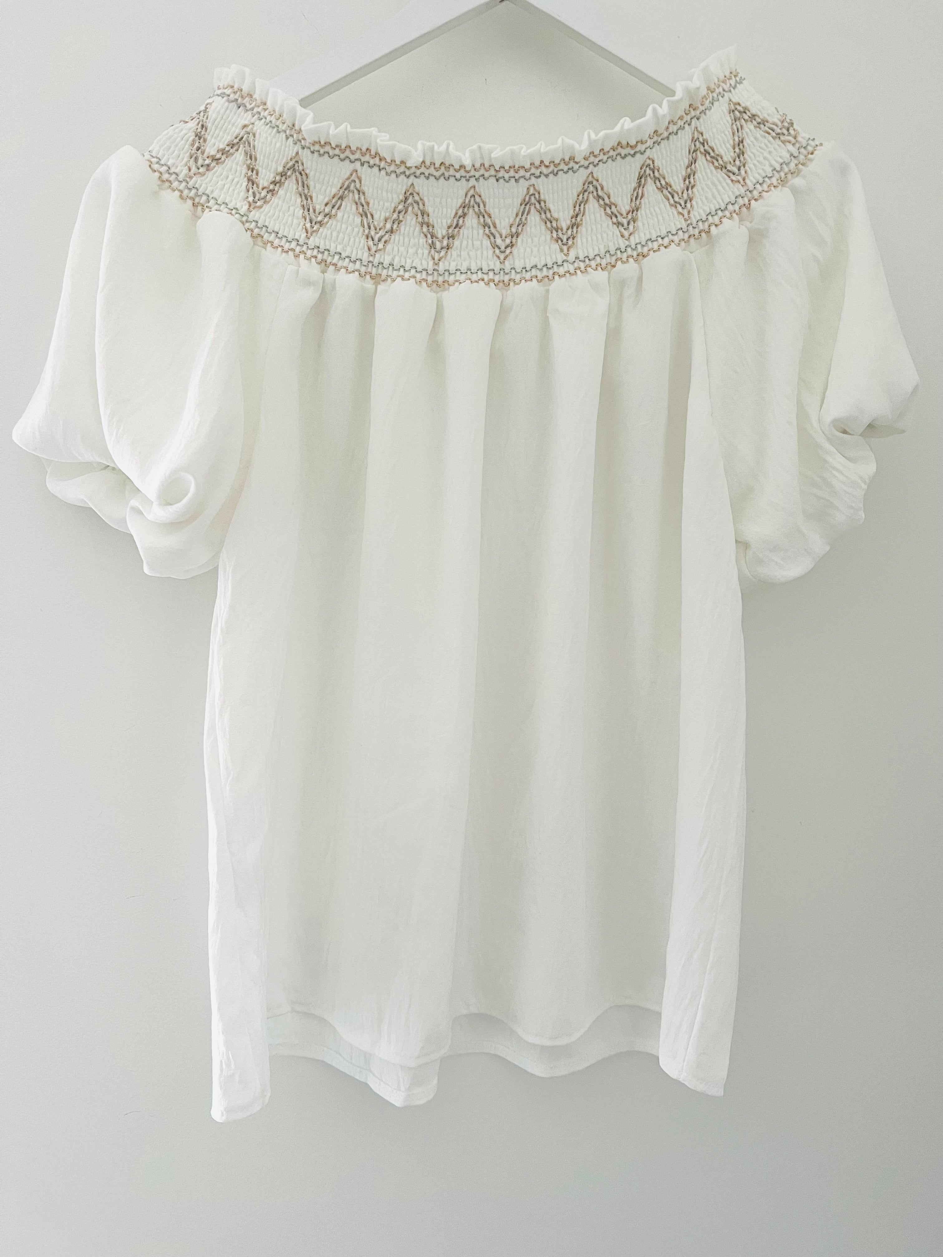 Bardot Embroidered Top in White