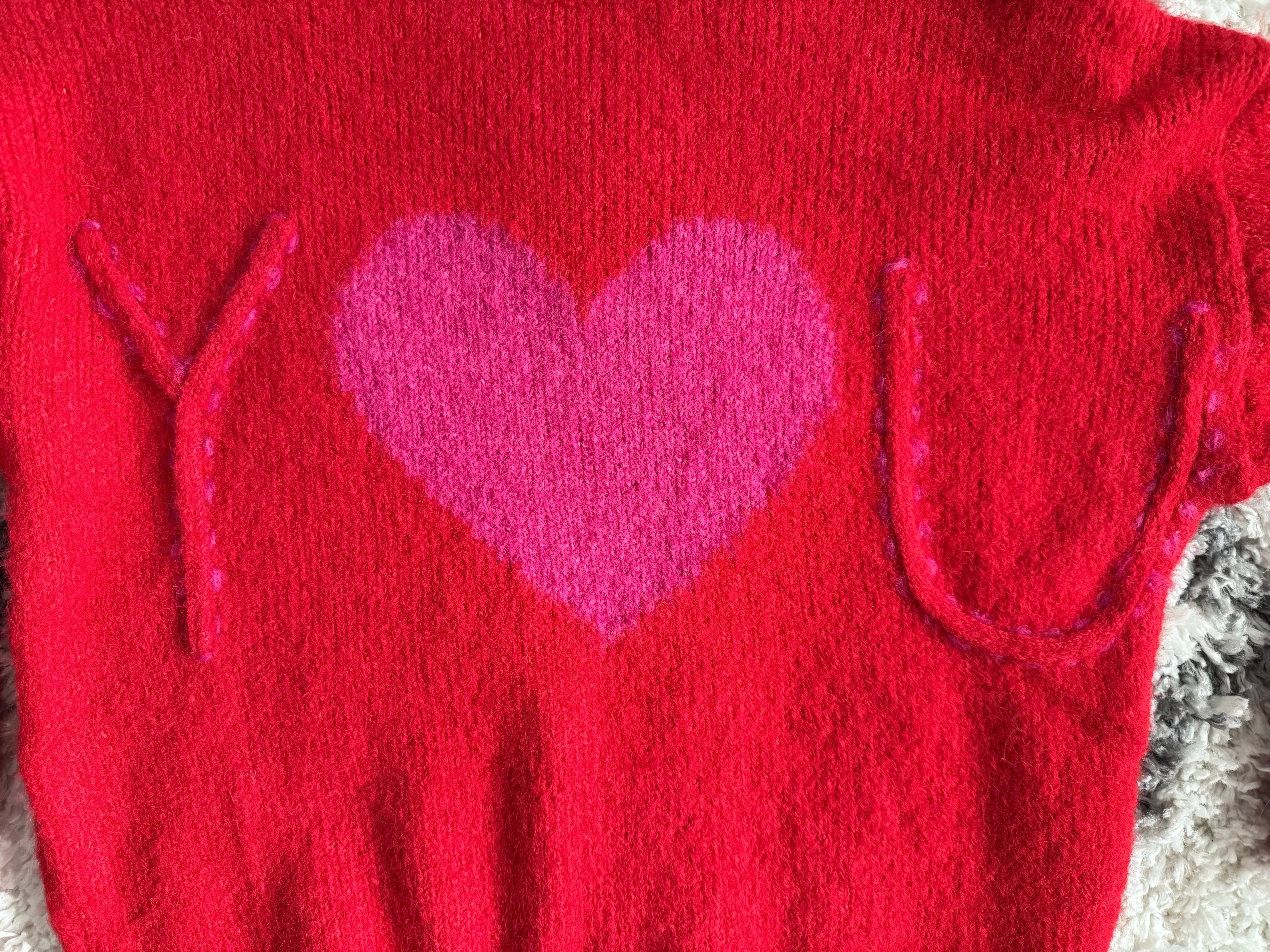 I ❤️ U Jumper in Red & Pink