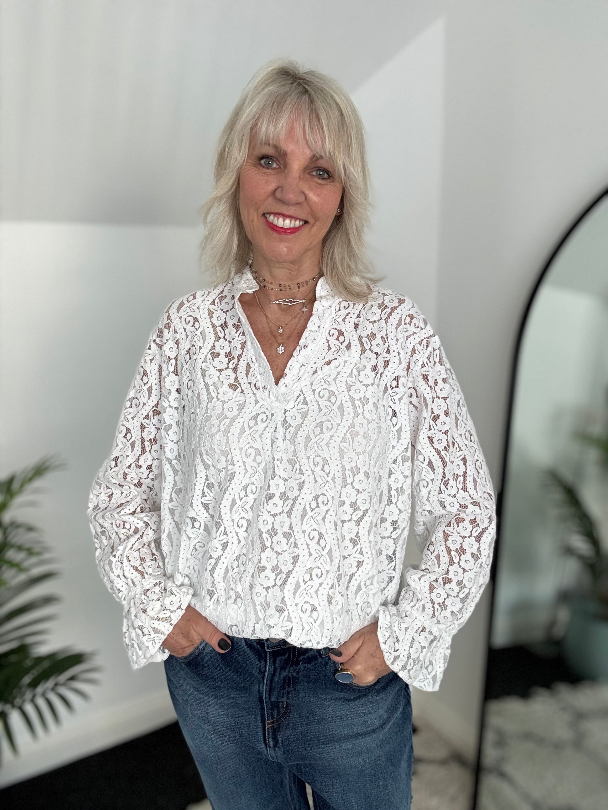 Lace Blouse in White