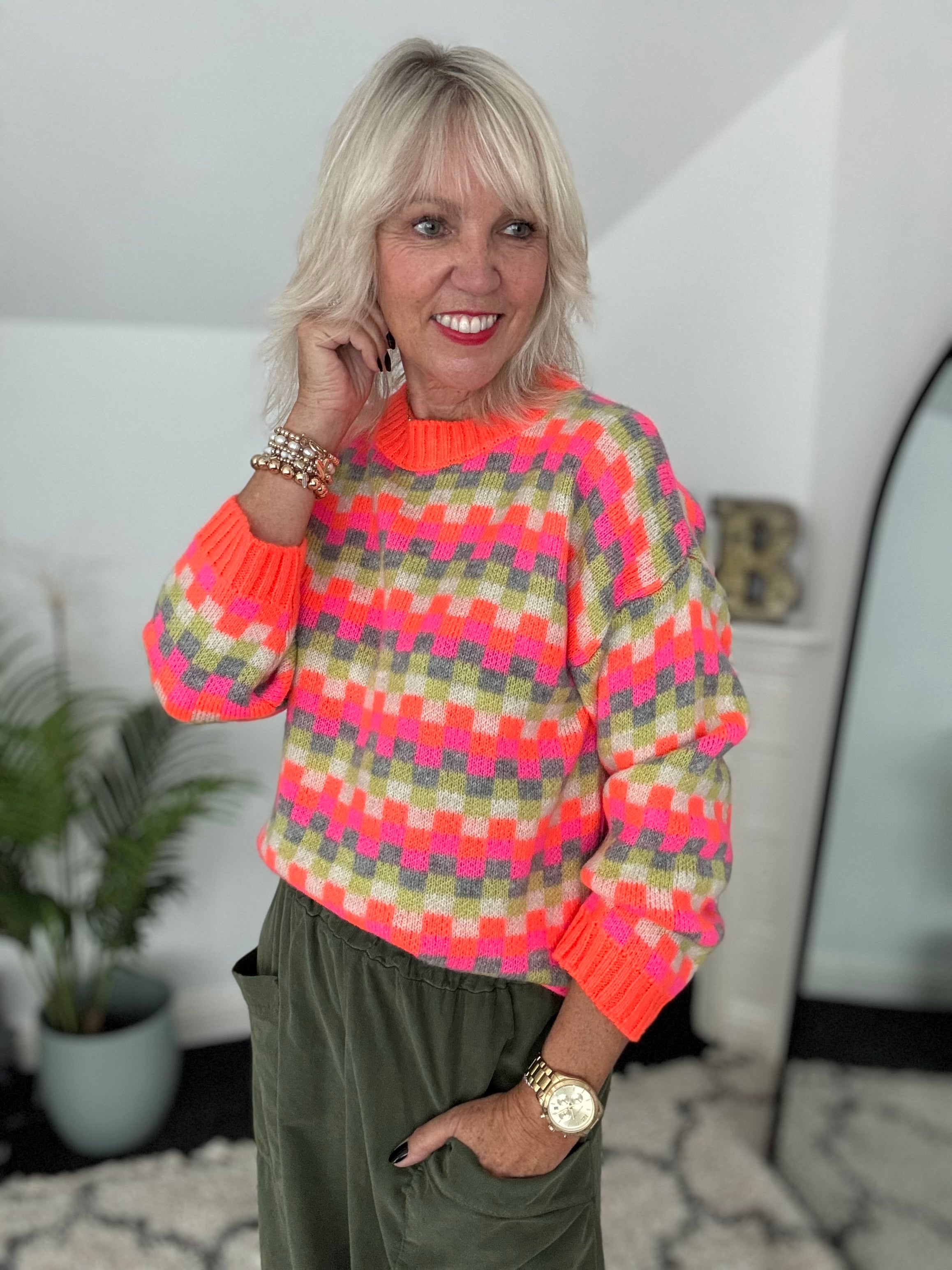 Luxe Checker Jumper in Brights