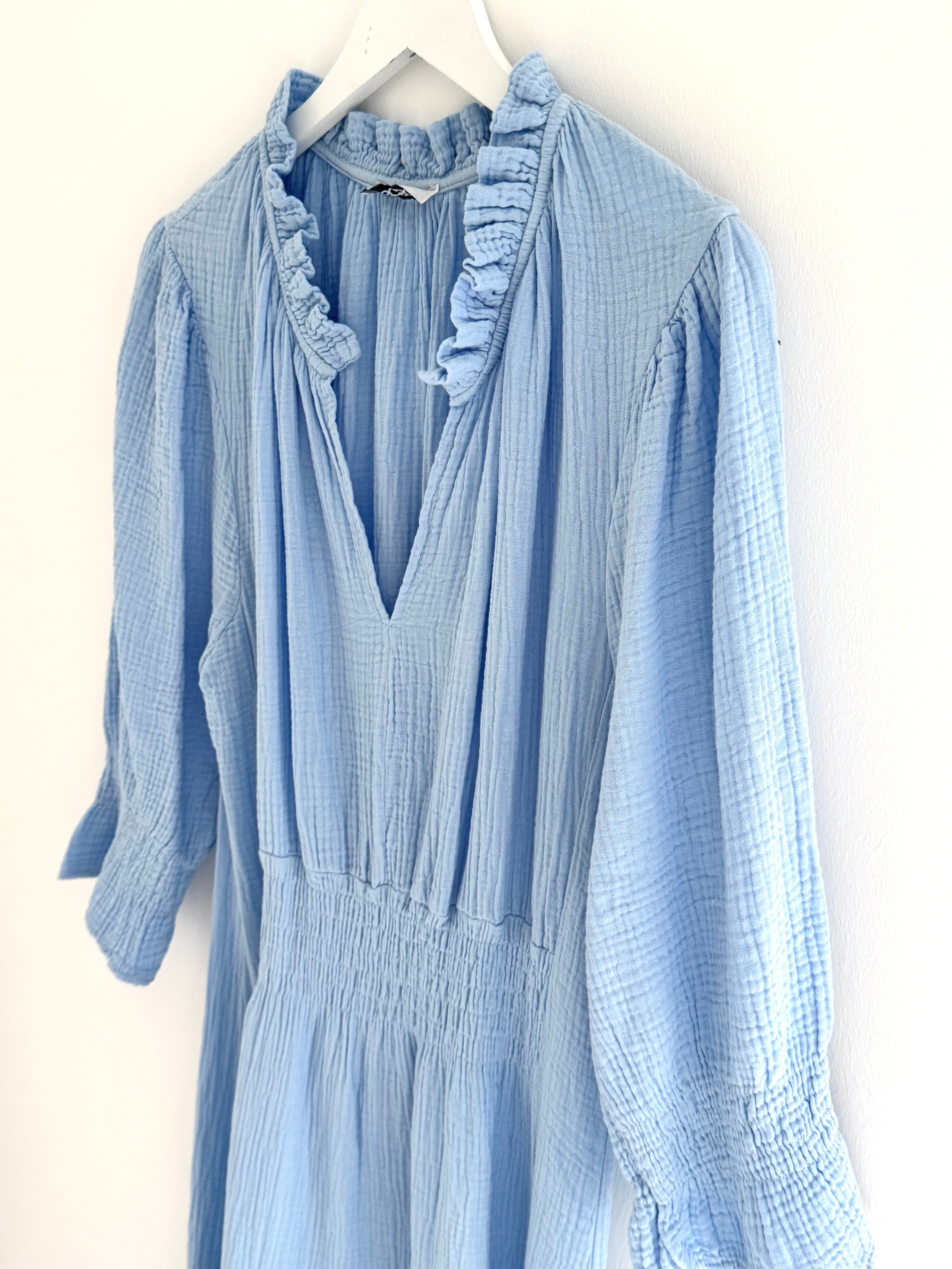 Cheesecloth Midi Dress in Blue