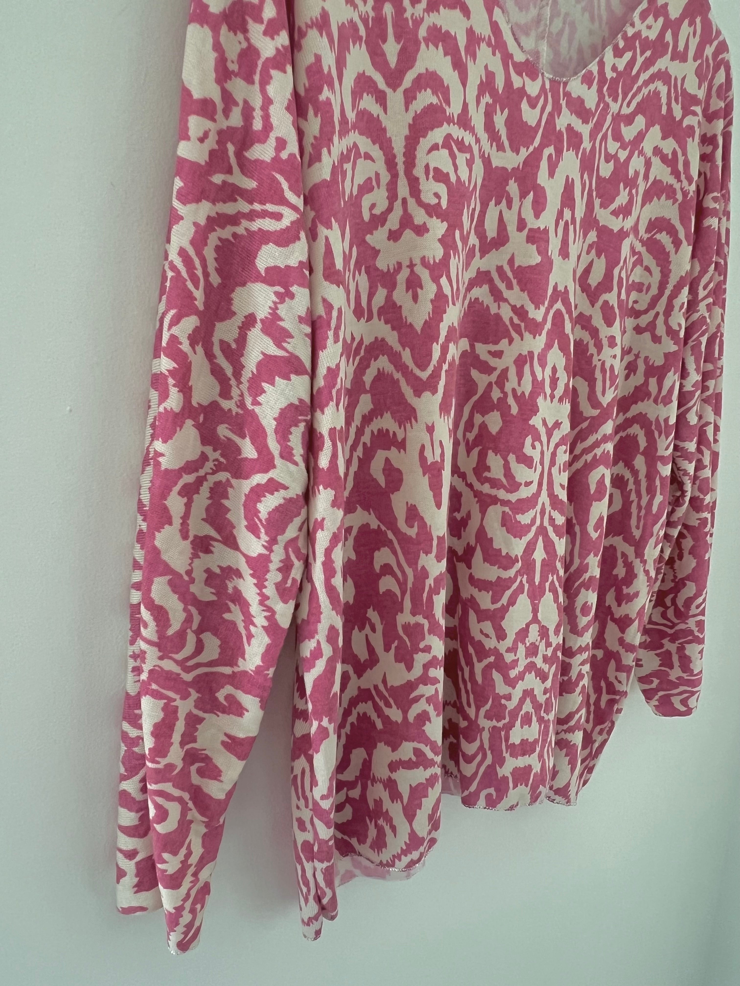 Pattern Jumper in Pink & Ivory