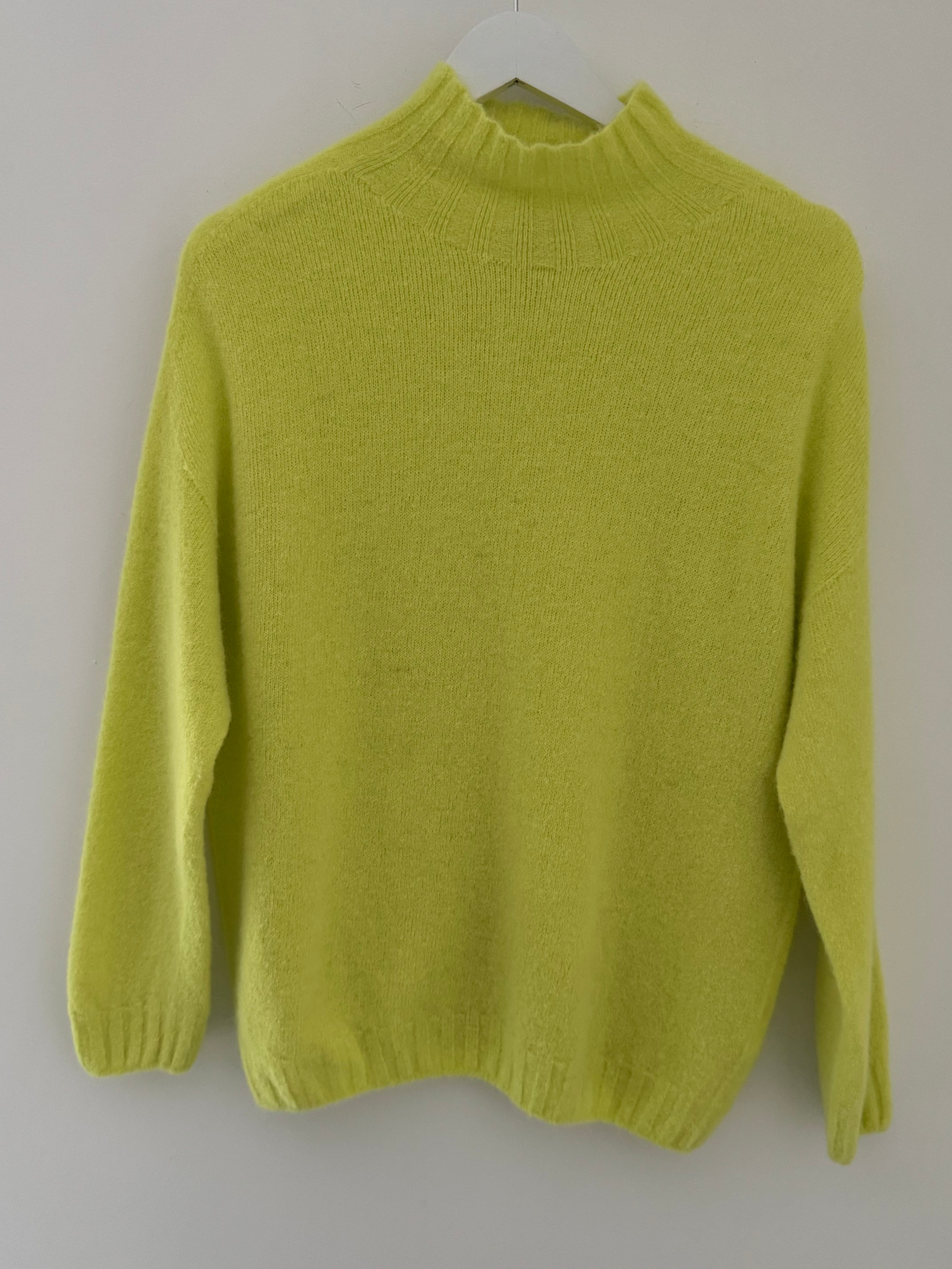 Funnel Neck Alpaca Jumper in Citrus