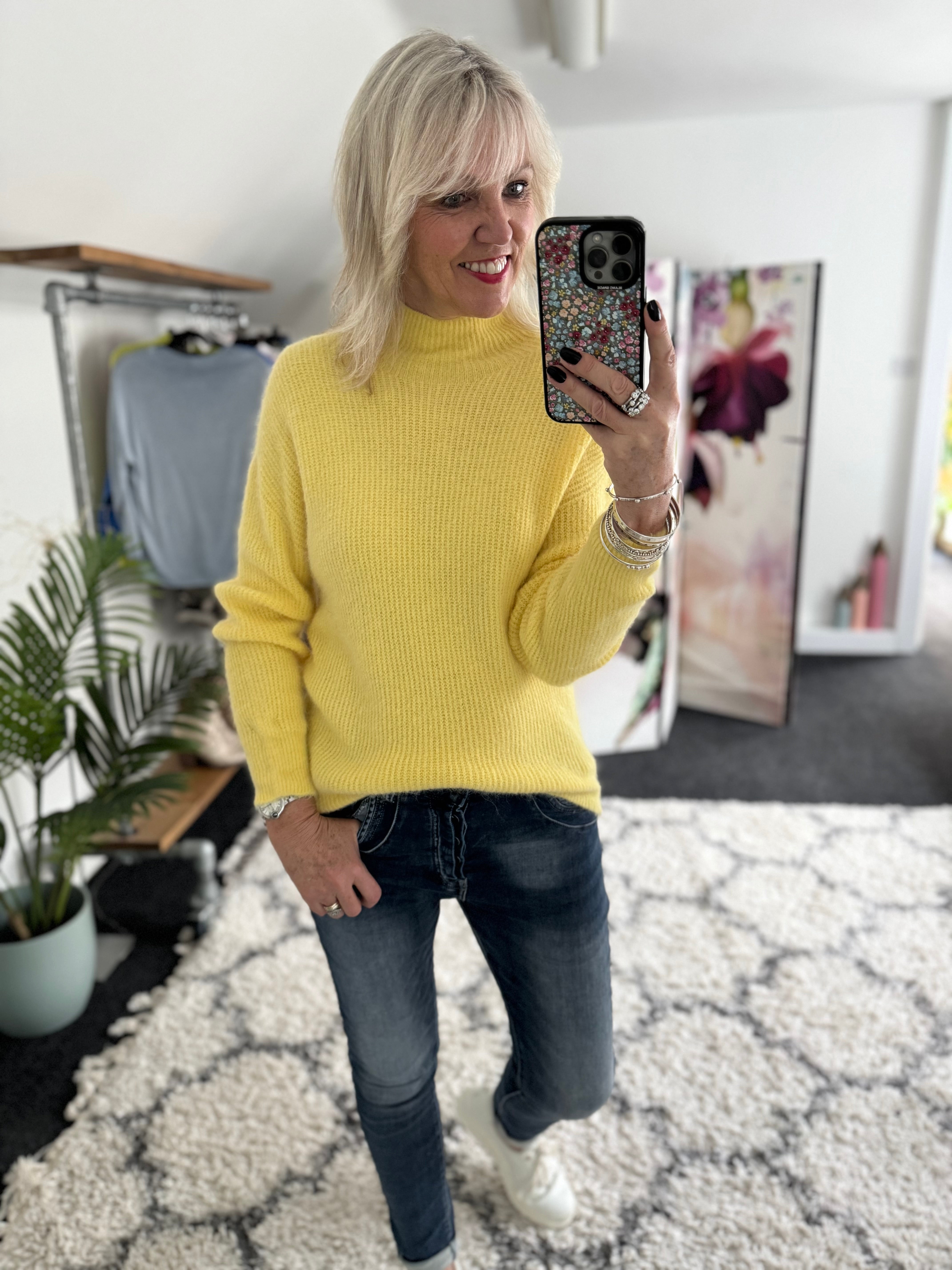 Ribbed Alpaca Jumper in Soft Yellow