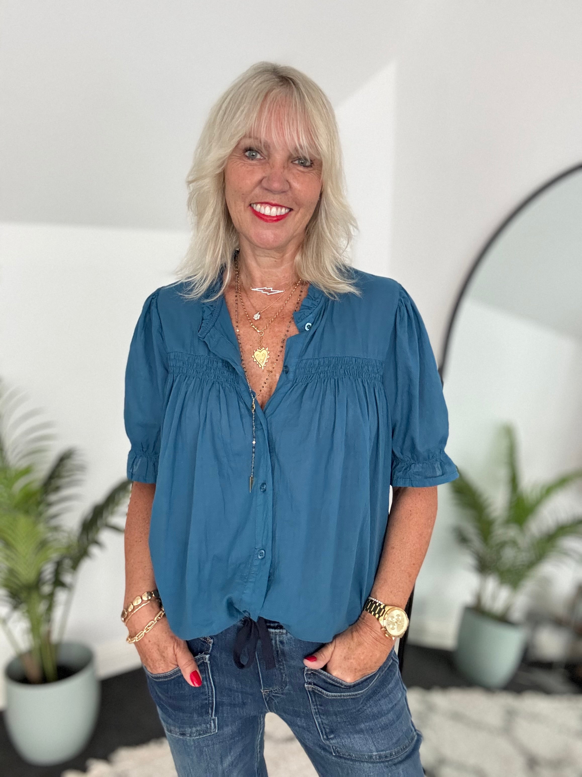 Lawn Cotton Shirt in Teal