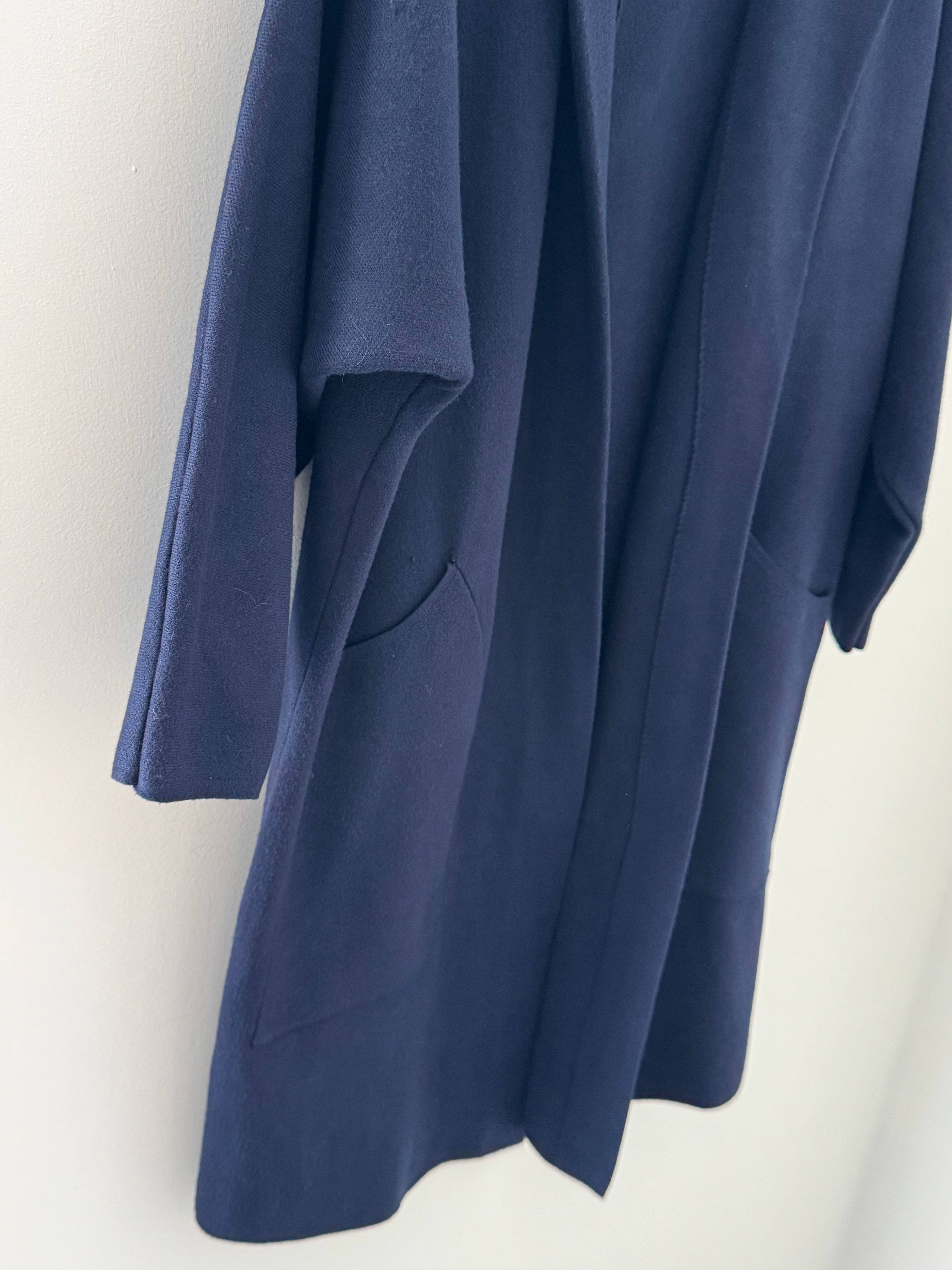 Long Knitted Coatigan in Navy