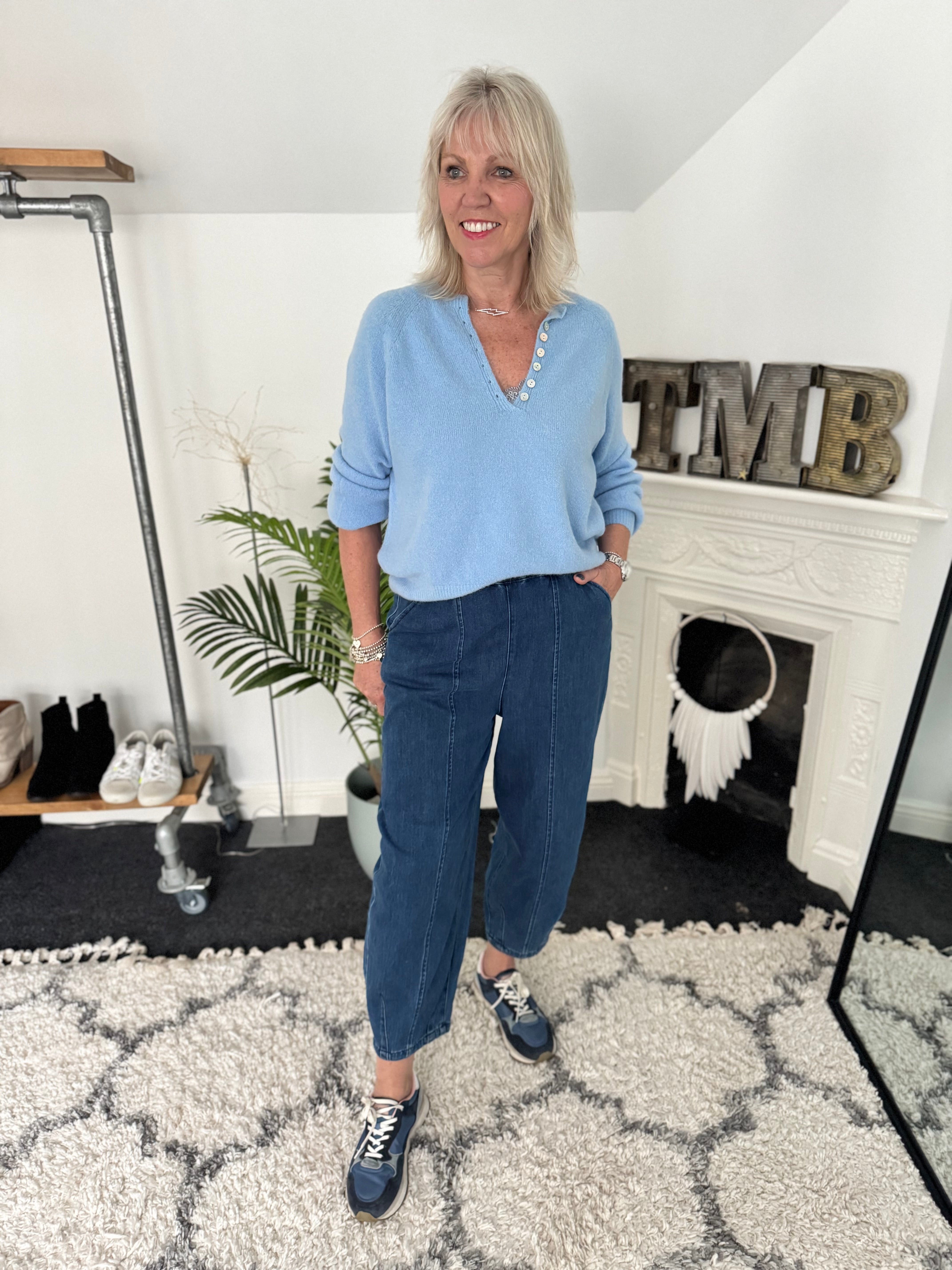 Premium Panel Jeans in Mid Denim