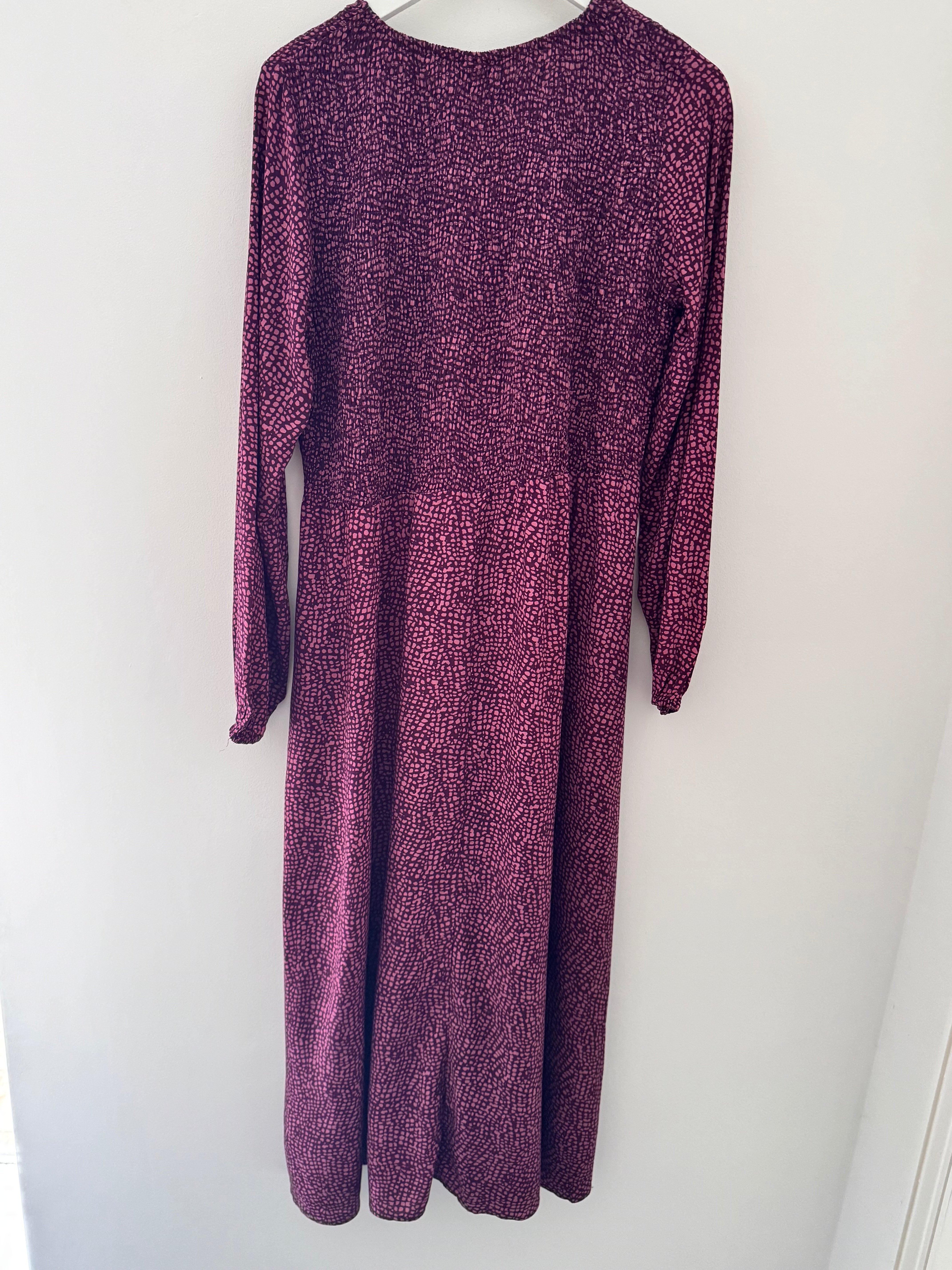 Shirred Dress in Plum