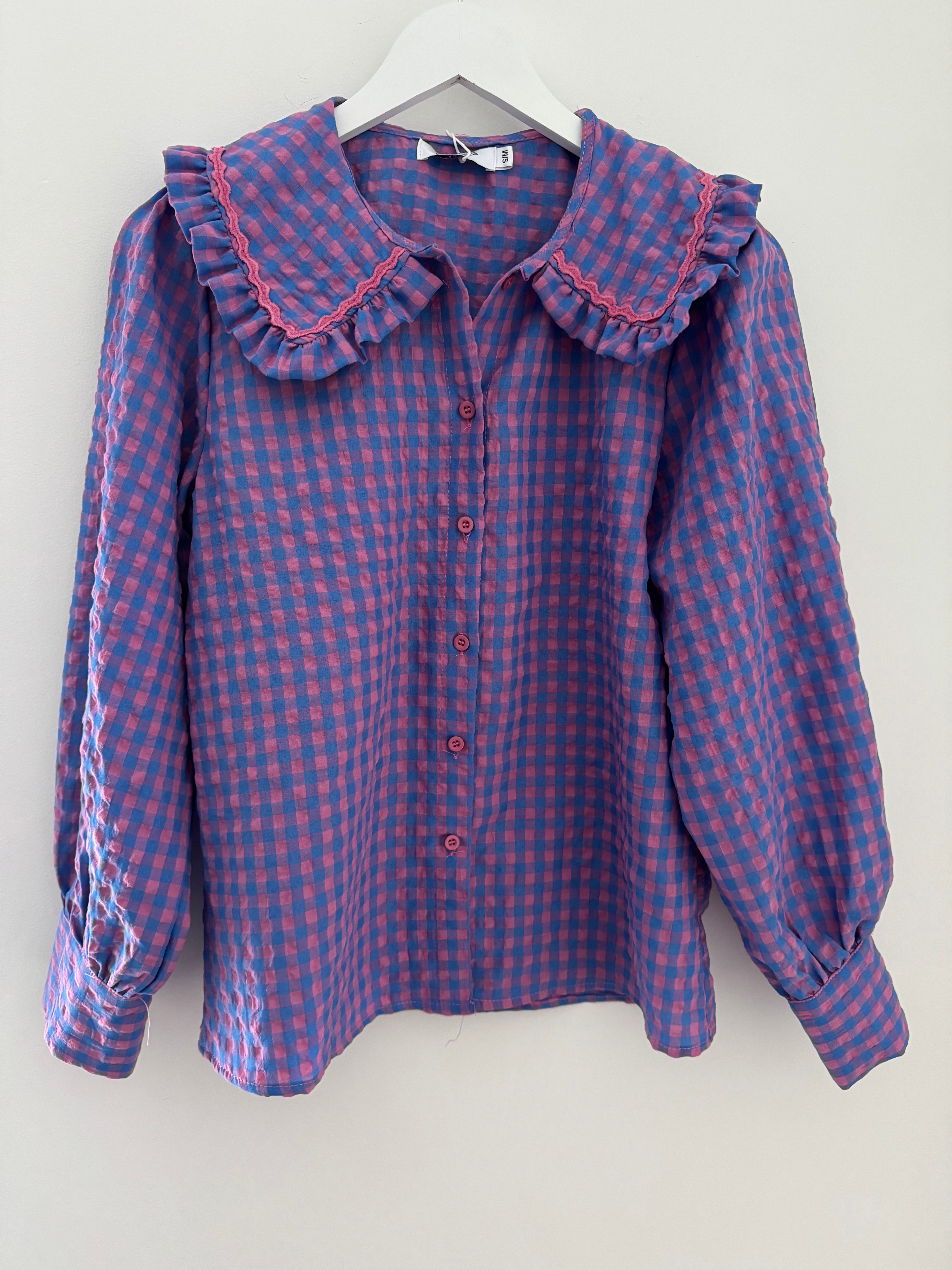 Collared Check Shirt in Lilac & Blue