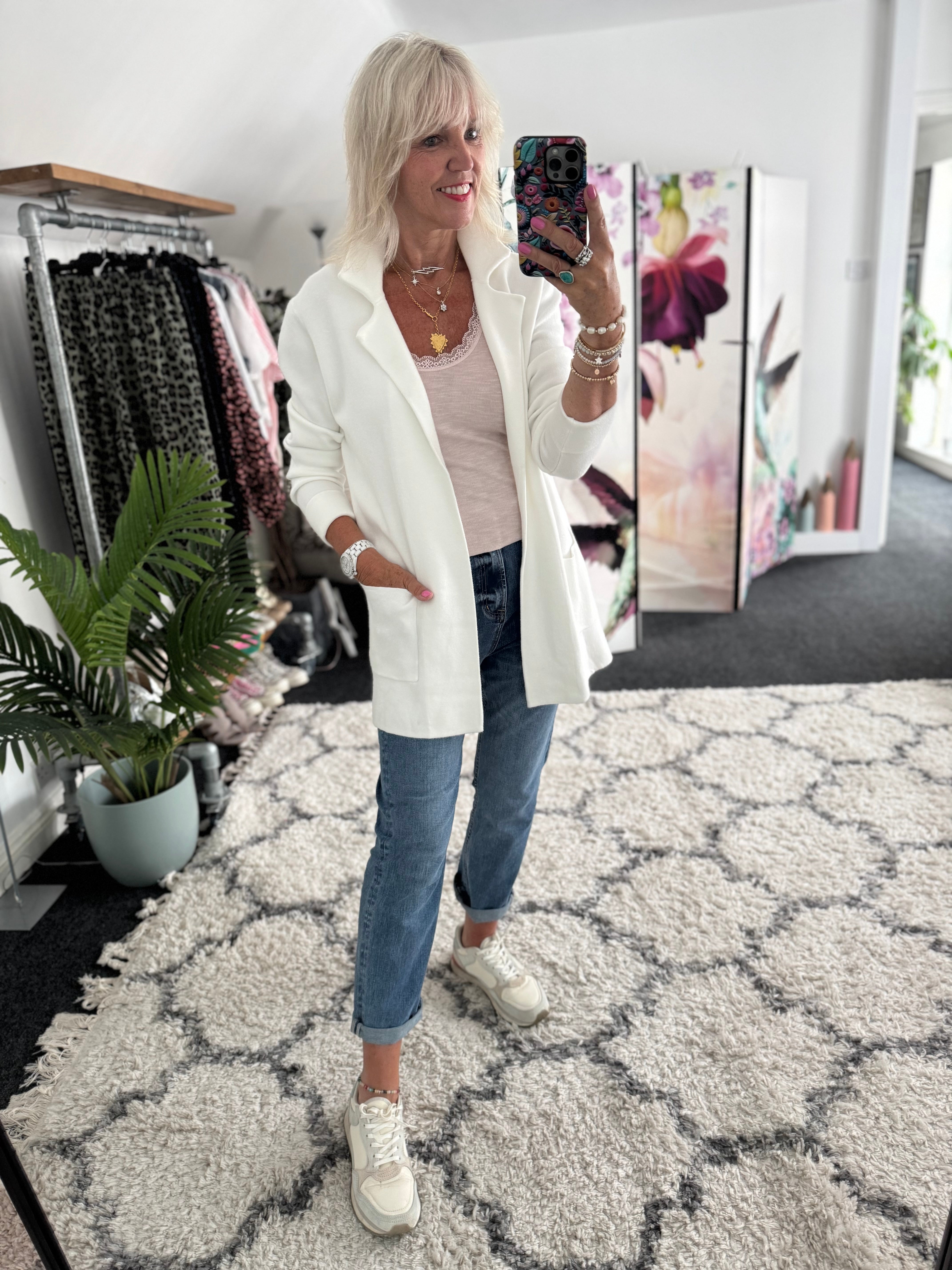 Knitted Cardi Jacket in Ivory