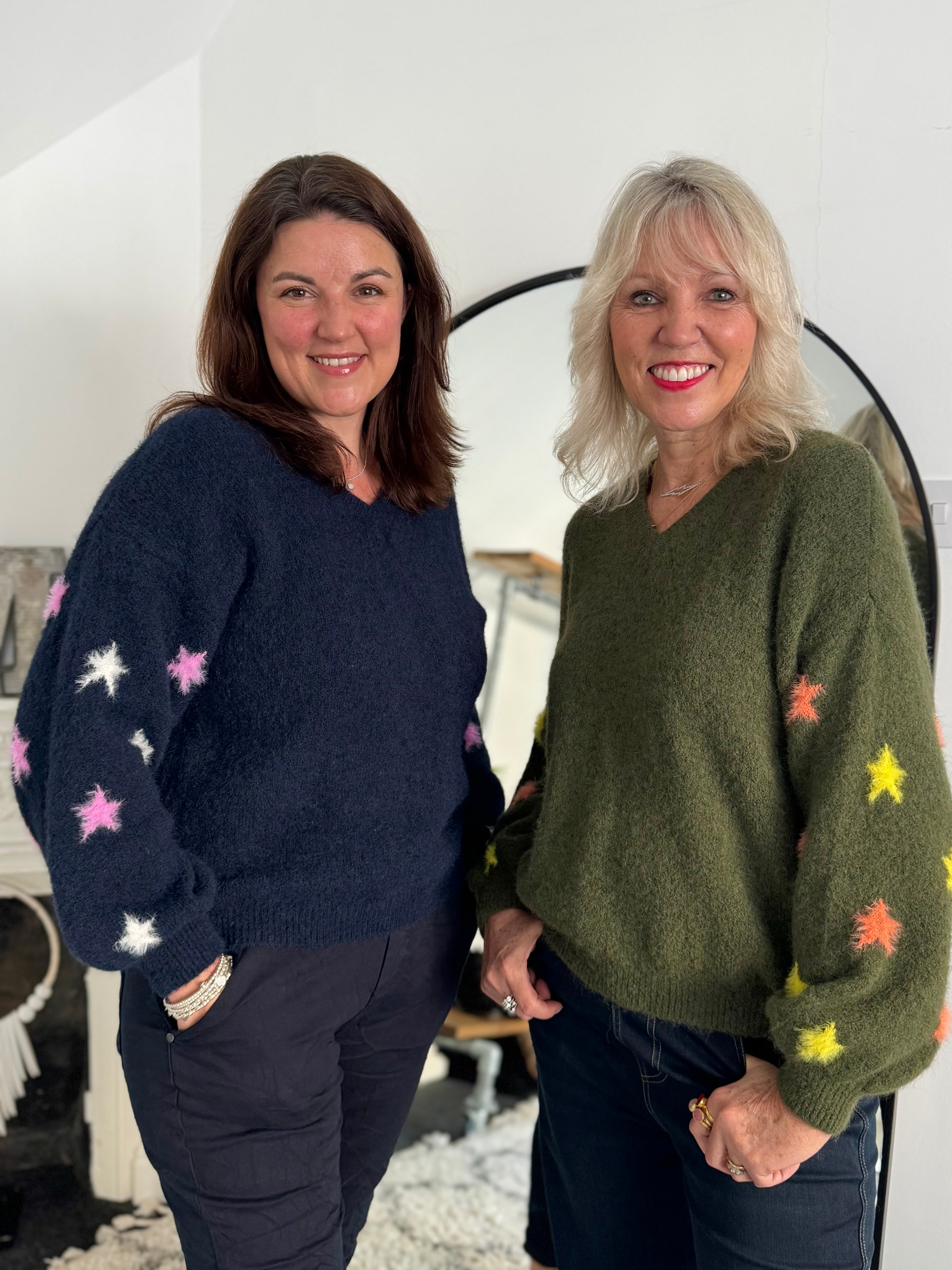 Cosy Jumper with Star Sleeves in Khaki