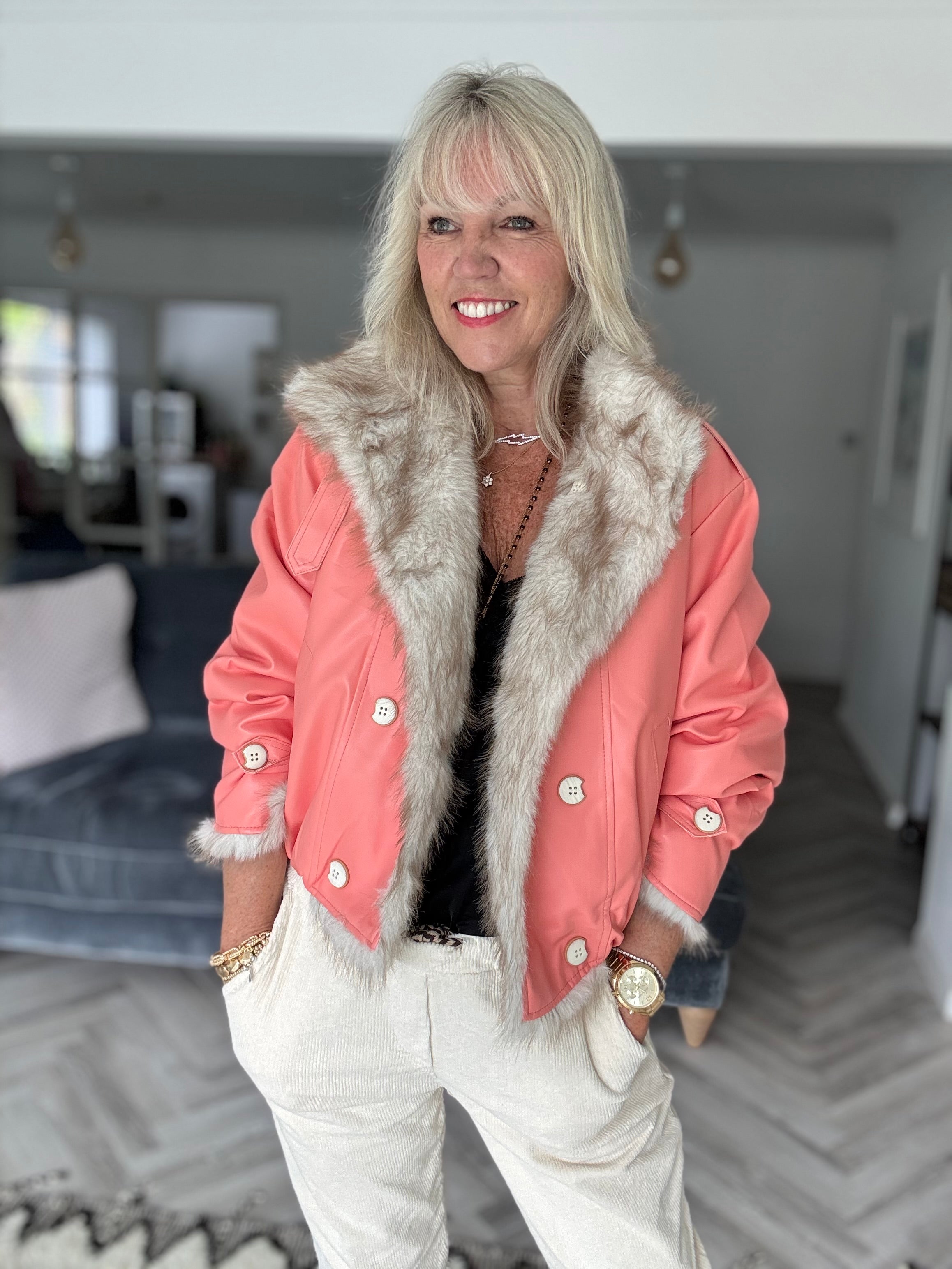 Reversible Faux Fur & Leather Jacket