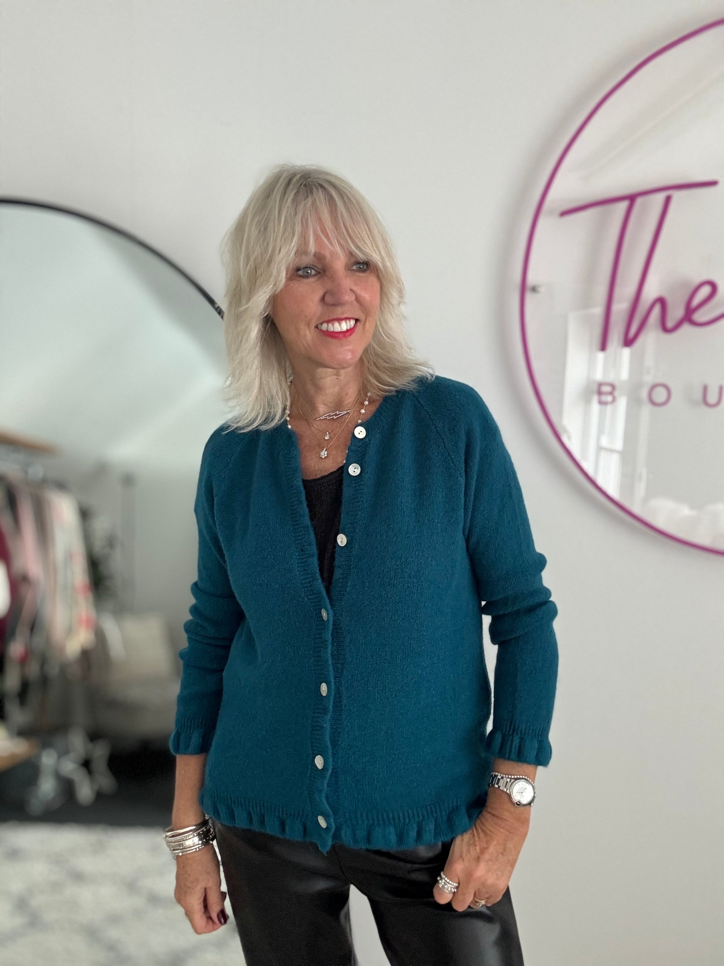 Textured Stretch Crepe Top in Black