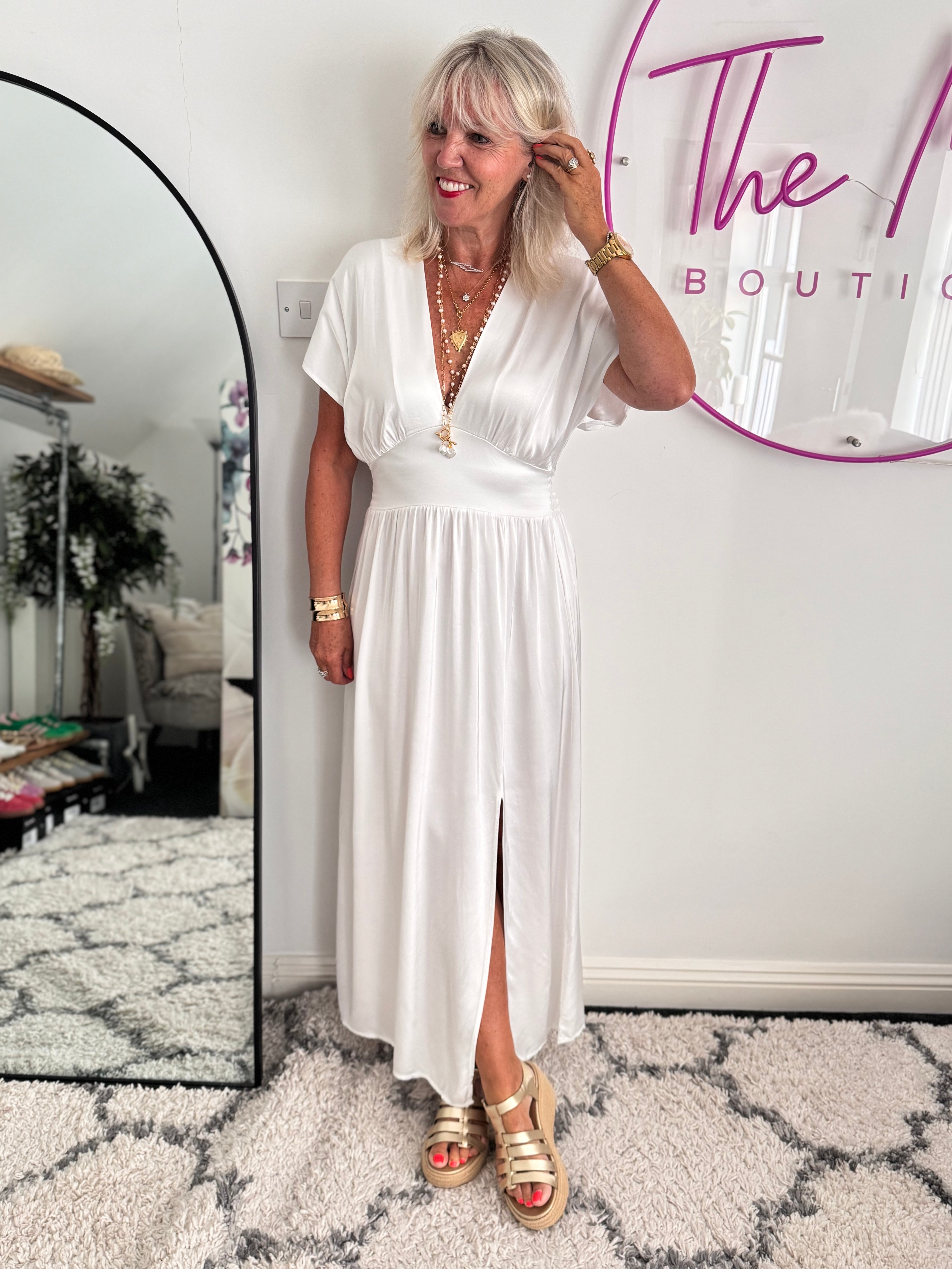 Luxe Silky Dress in Ivory