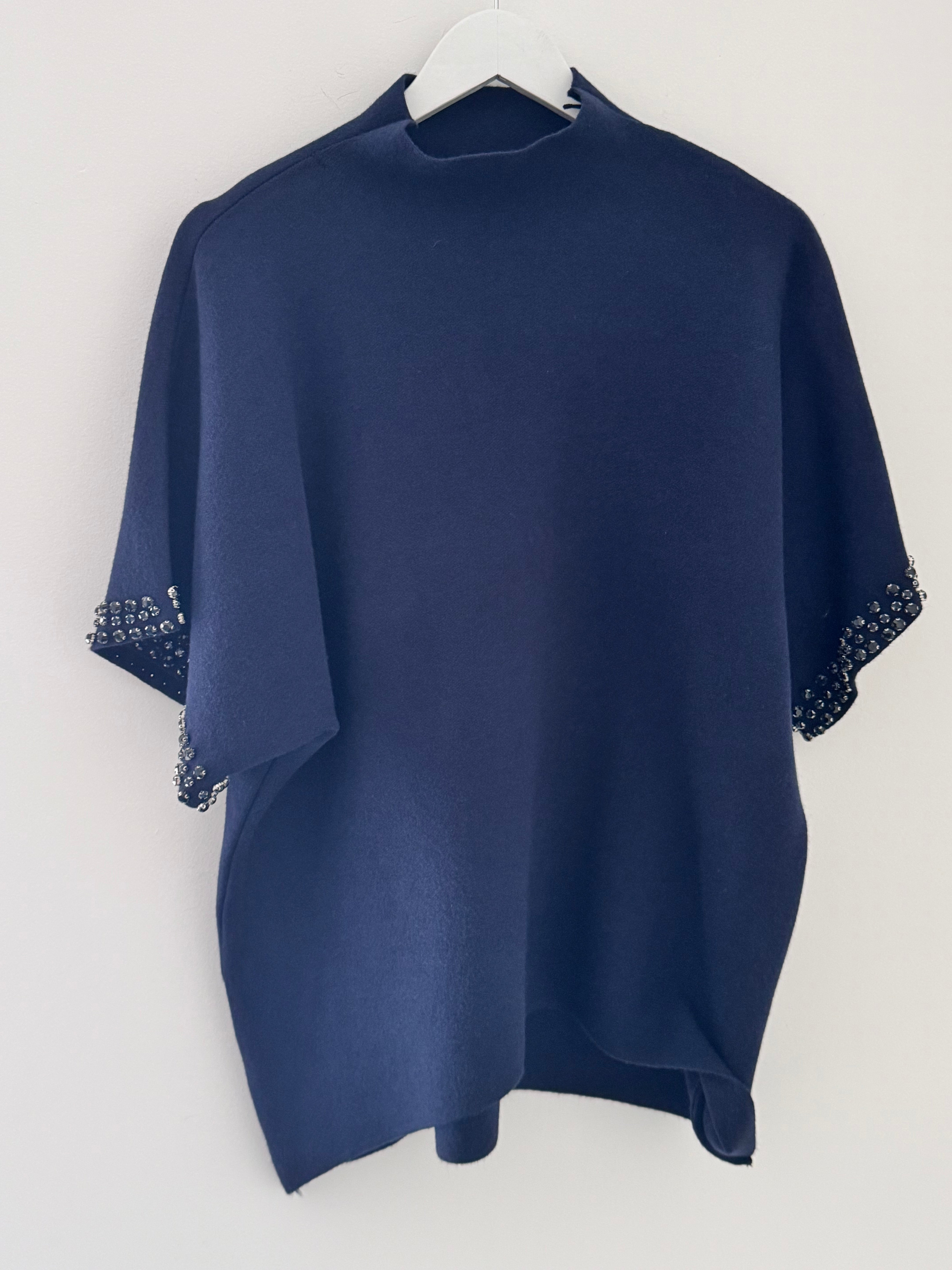 Jewel Sleeve Knit in Navy