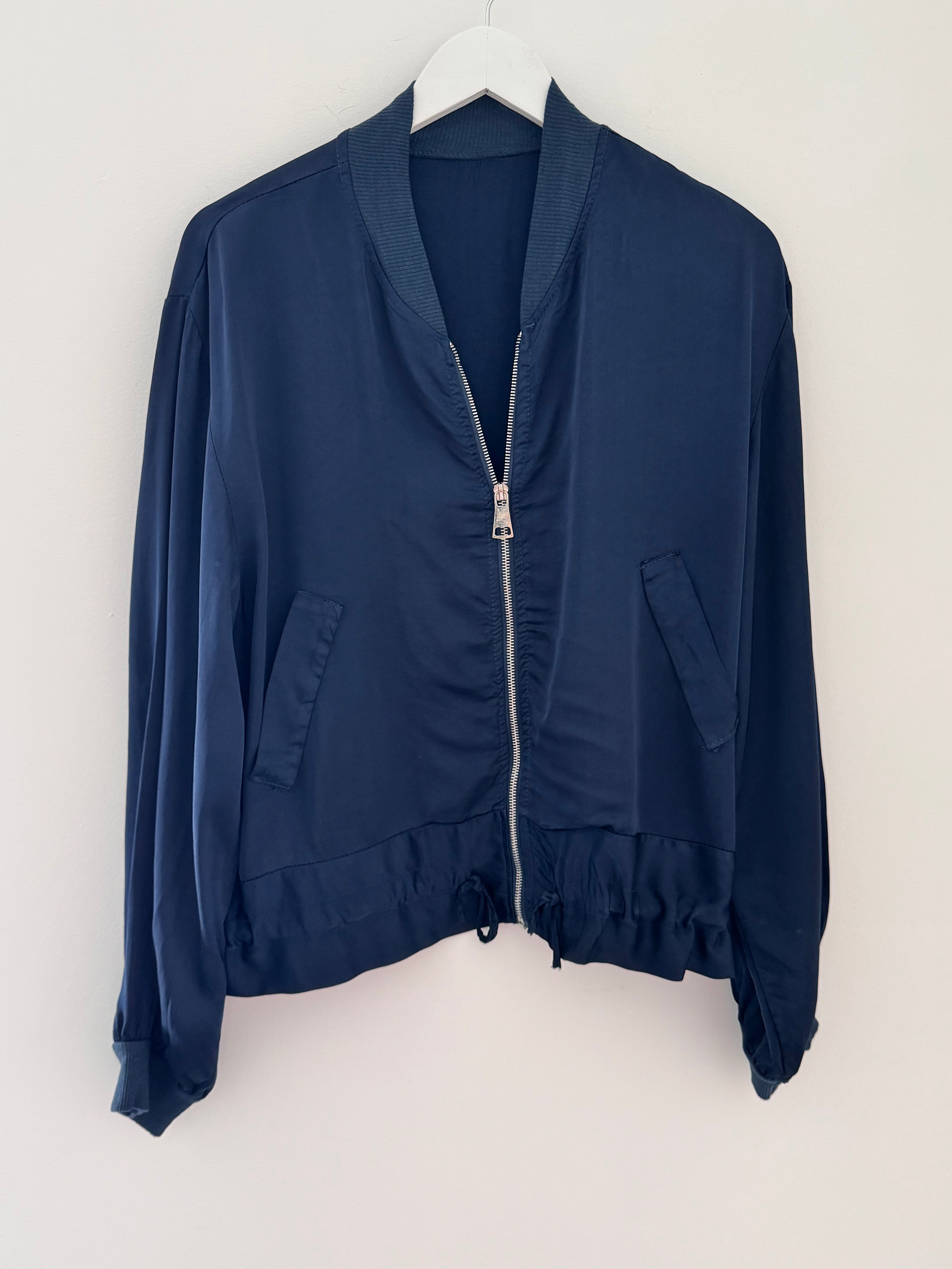 Silky Bomber Jacket in Midnight Blue