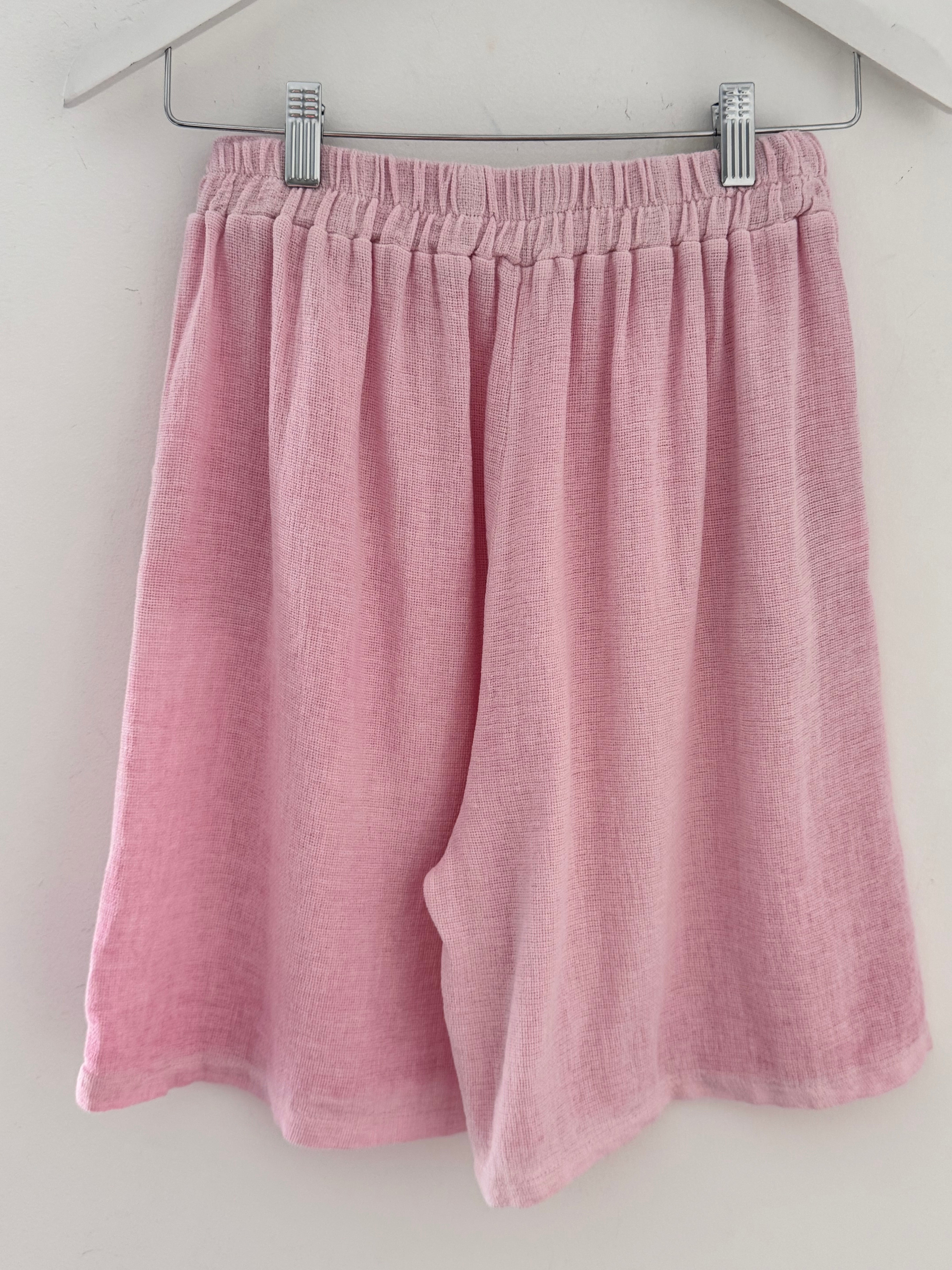 Linen & Cotton Shorts in Baby Pink