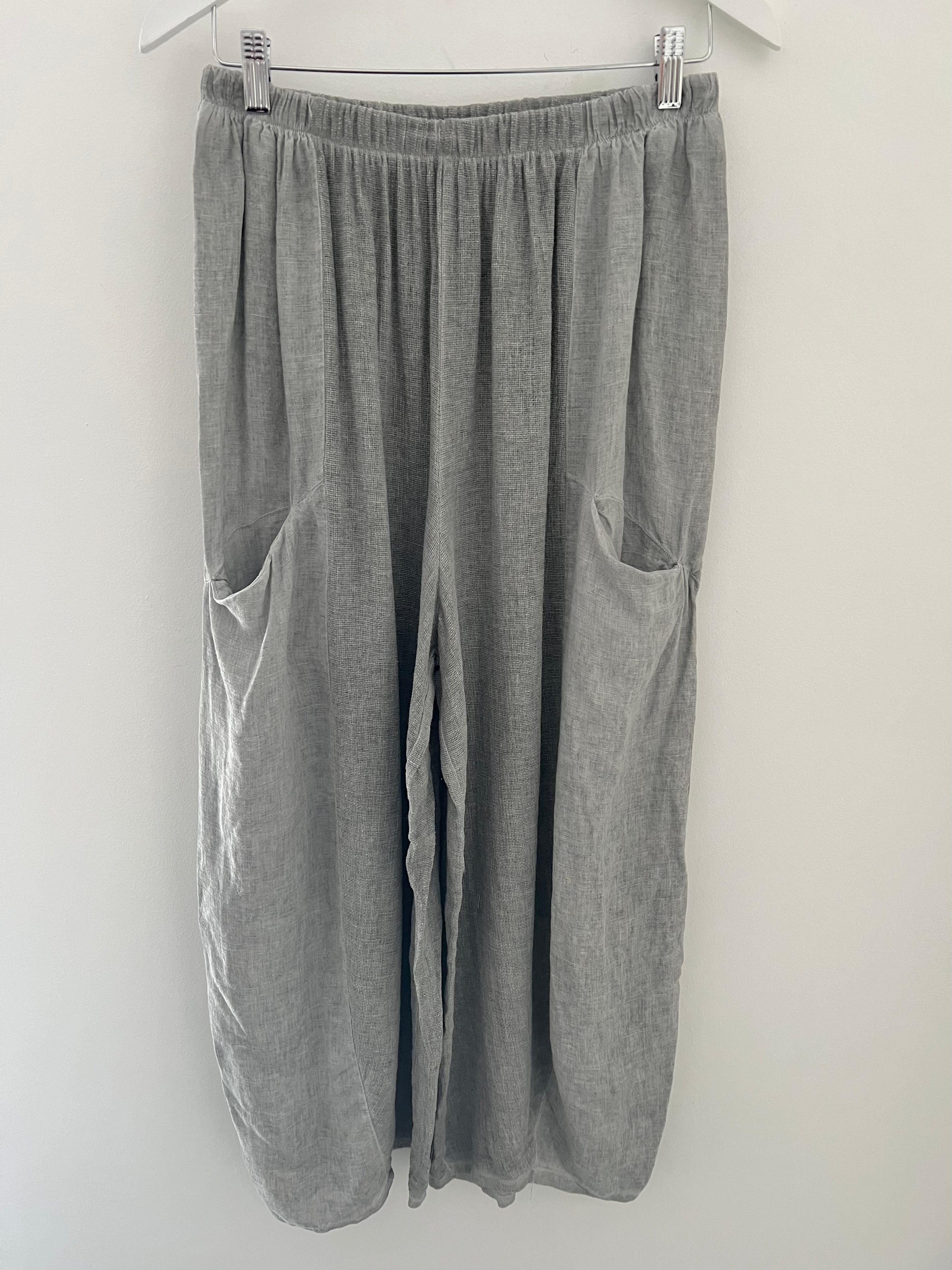 Linen & Cotton Trousers in Grey