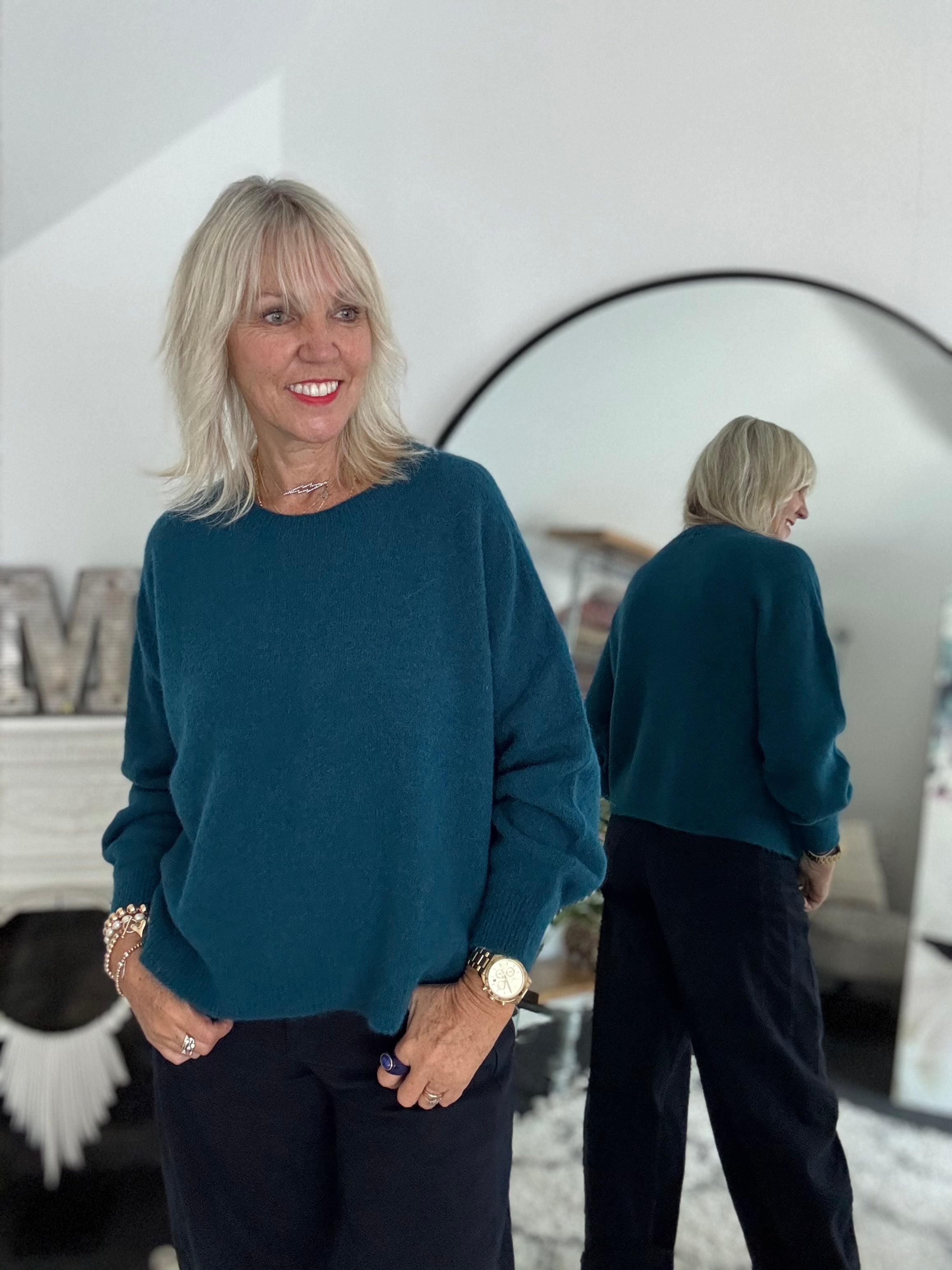 Luxe Slouchy Alpaca Jumper in Teal